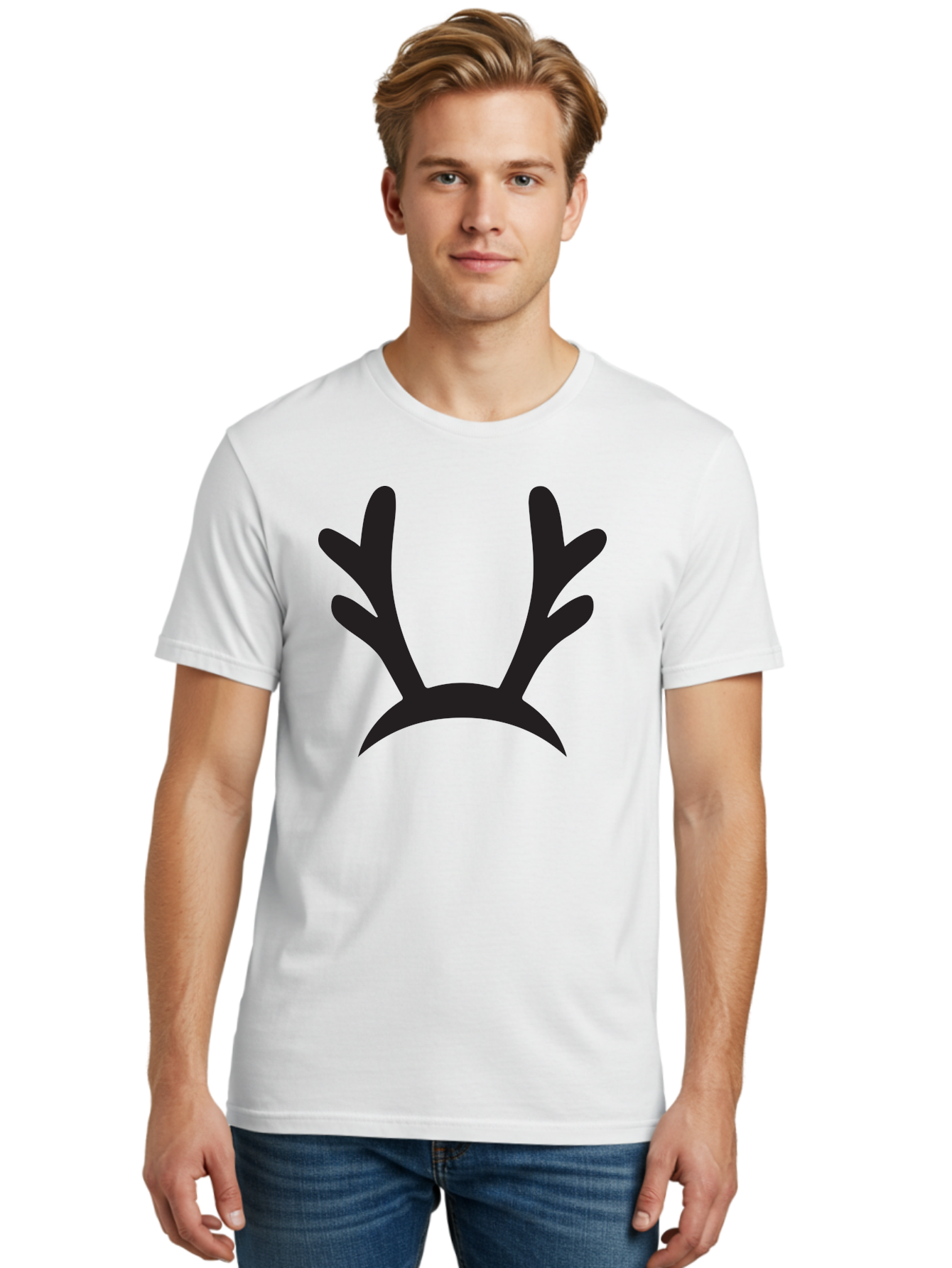 Reindeer-Antlers Men'S Graphic Tee, 100% Cotton, Comfortable Casual Summer Wear, Machine Washable, Reindeer Antlers, Festive Accessories, Holiday Decorations, Christmas Attire, Party Props, Novelty Headbands, Antler Headband Aad121 12