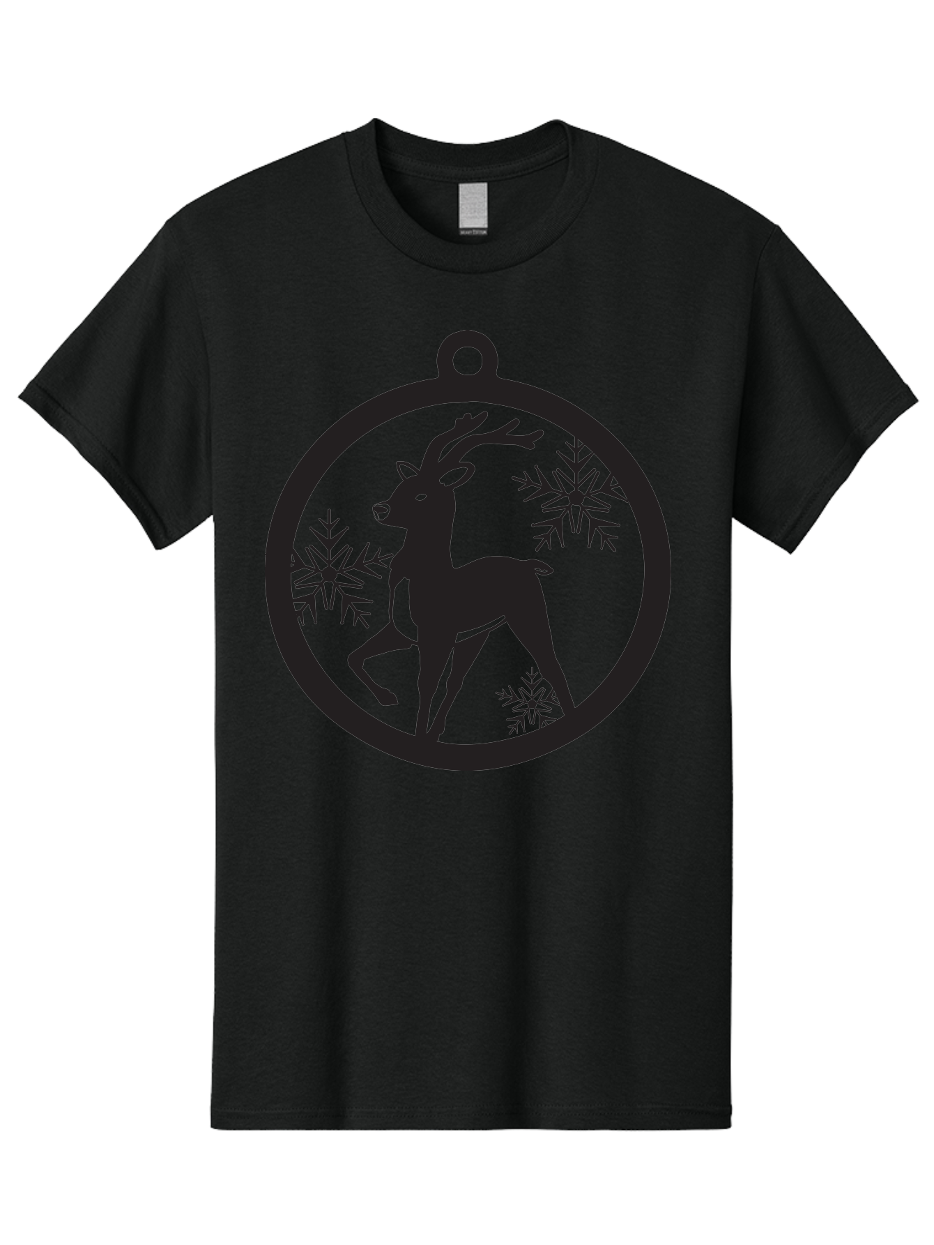 Reindeer-Ornament Men'S Graphic Tee, 100% Cotton, Comfortable Casual Summer Wear, Machine Washable, Reindeer Silhouette, Christmas Ornament Design, Snowflake Pattern, Festive Decor, Holiday Theme, Winter Decoration, Seasonal Charm, Aad122 25