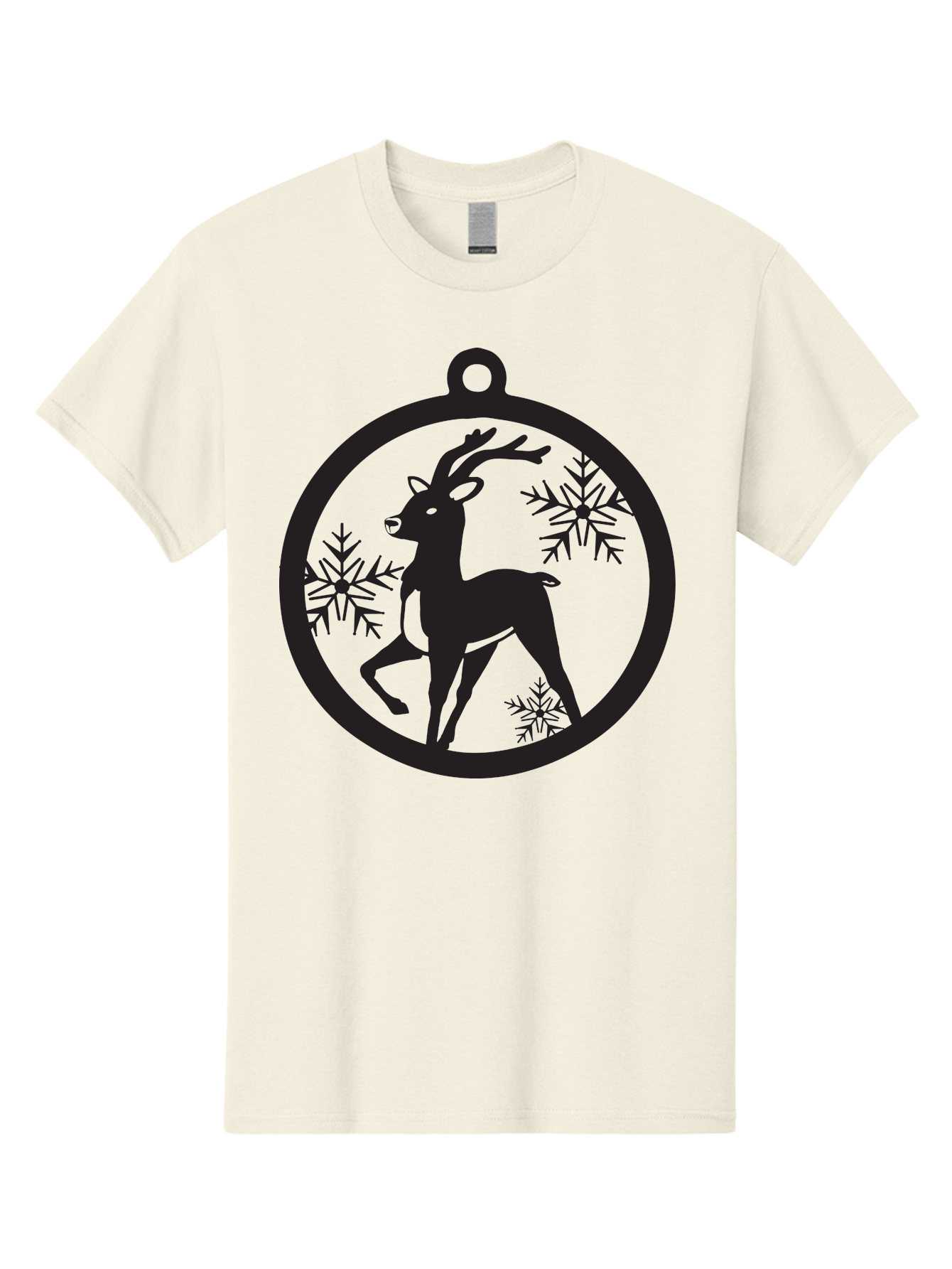 Reindeer-Ornament Men'S Graphic Tee, 100% Cotton, Comfortable Casual Summer Wear, Machine Washable, Reindeer Silhouette, Christmas Ornament Design, Snowflake Pattern, Festive Decor, Holiday Theme, Winter Decoration, Seasonal Charm, Aad122 27
