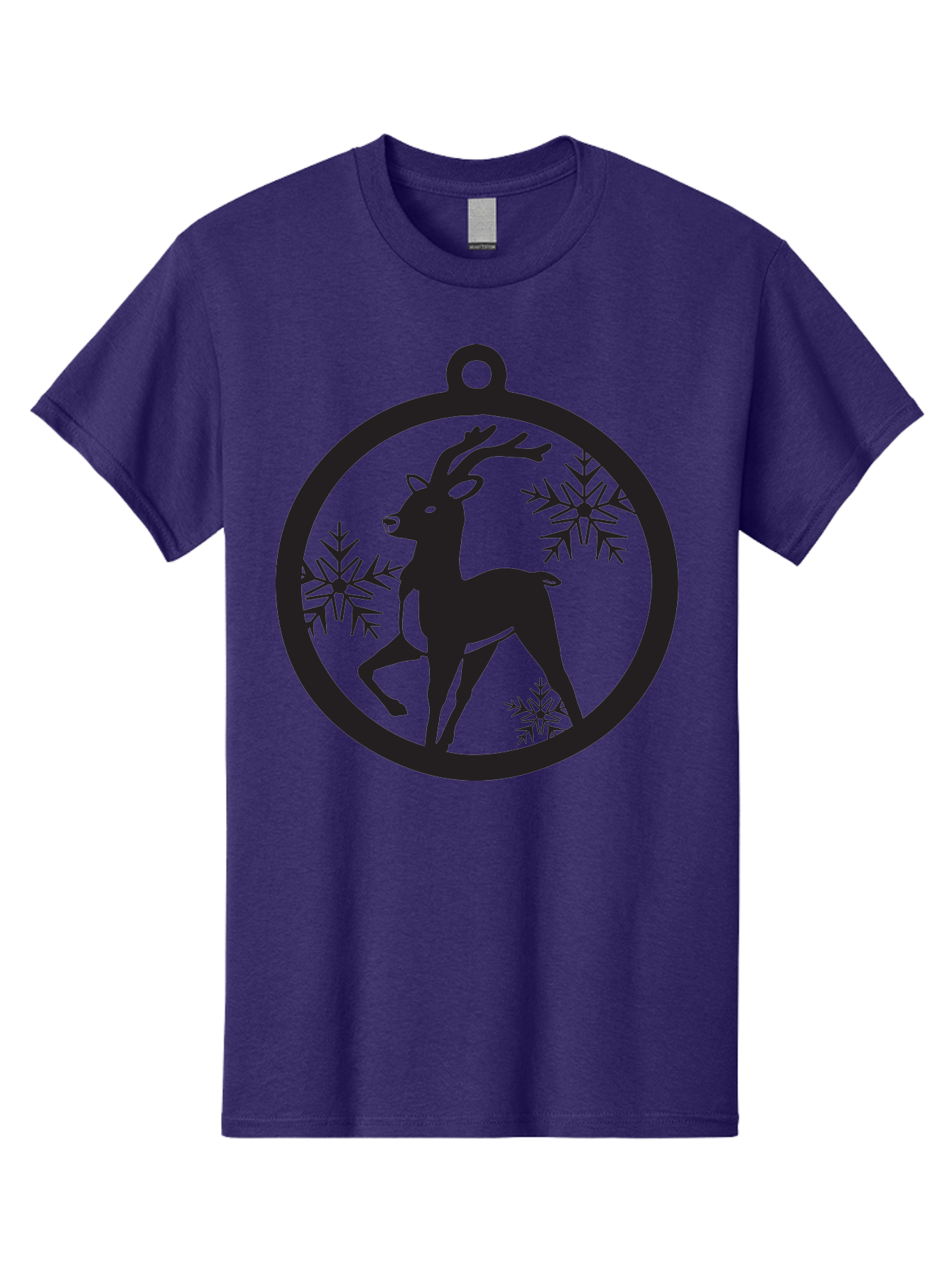 Reindeer-Ornament Men'S Graphic Tee, 100% Cotton, Comfortable Casual Summer Wear, Machine Washable, Reindeer Silhouette, Christmas Ornament Design, Snowflake Pattern, Festive Decor, Holiday Theme, Winter Decoration, Seasonal Charm, Aad122 5