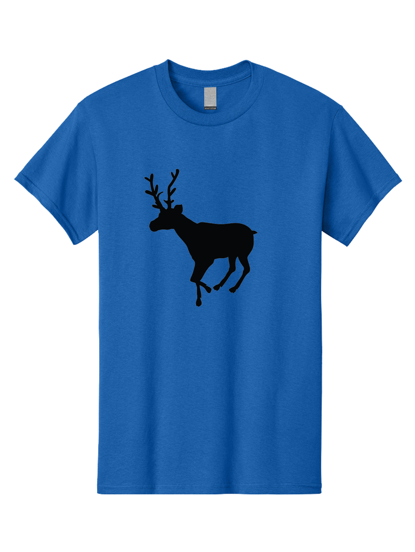 Reindeer-Silhouette Men'S Graphic Tee, 100% Cotton, Comfortable Casual Summer Wear, Machine Washable, Reindeer Silhouette, Deer Running, Antlered Animal, Wildlife Graphic, Festive Design, Winter Symbol, Holiday Icon, Minimalist Art Aad123 23