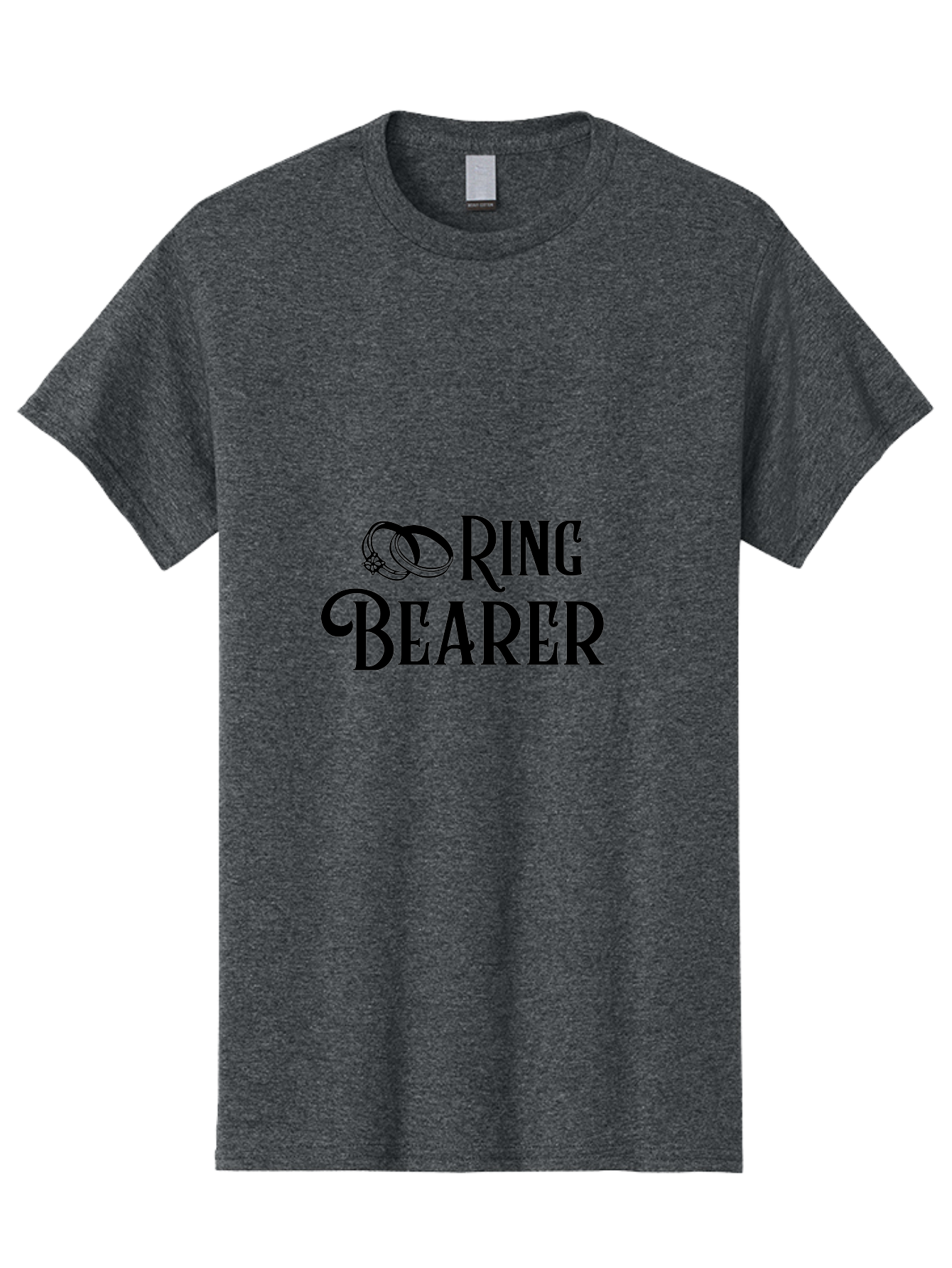 Ring-Bearer Men'S Graphic Tee, 100% Cotton, Comfortable Casual Summer Wear, Machine Washable, Lord Of The Rings Inspired Logo, Ring Bearer Text, Fantasy Font, Ornate Ring Design, Black Lettering, Elegant Typography, Wedding Signage, Aad126 25