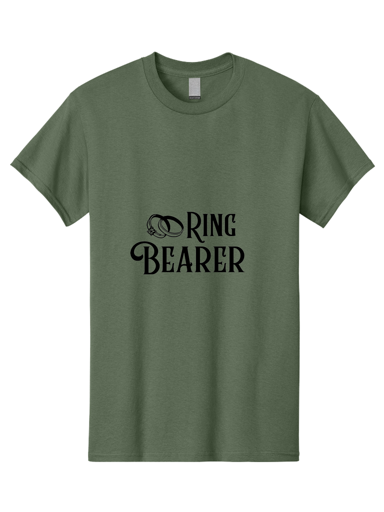 Ring-Bearer Men'S Graphic Tee, 100% Cotton, Comfortable Casual Summer Wear, Machine Washable, Lord Of The Rings Inspired Logo, Ring Bearer Text, Fantasy Font, Ornate Ring Design, Black Lettering, Elegant Typography, Wedding Signage, Aad126 7