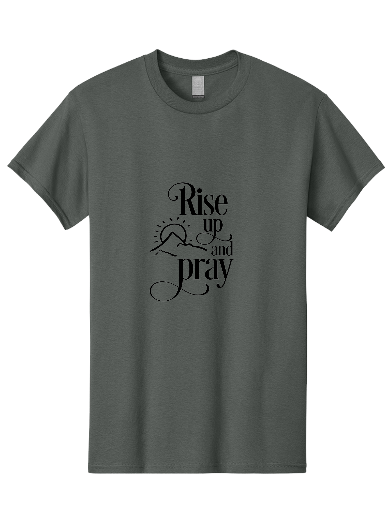 Rise-Up-And-Pray Men'S Graphic Tee, 100% Cotton, Comfortable Casual Summer Wear, Machine Washable, Inspirational Quote, Motivational Phrase, Rise Up And Pray, Morning Prayer, Sunrise, Mountains, Faith, Spirituality Aad130 25