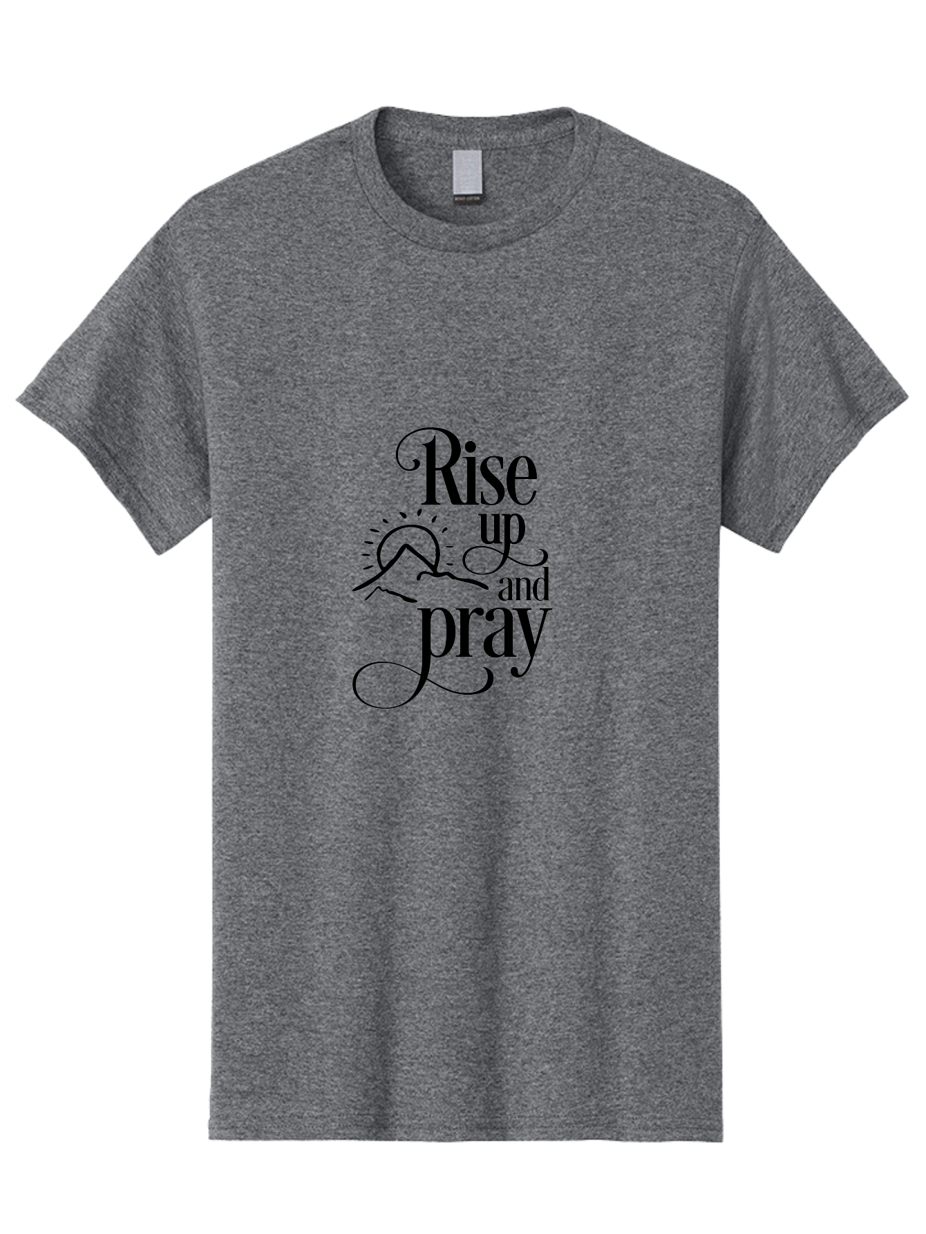 Rise-Up-And-Pray Men'S Graphic Tee, 100% Cotton, Comfortable Casual Summer Wear, Machine Washable, Inspirational Quote, Motivational Phrase, Rise Up And Pray, Morning Prayer, Sunrise, Mountains, Faith, Spirituality Aad130 11