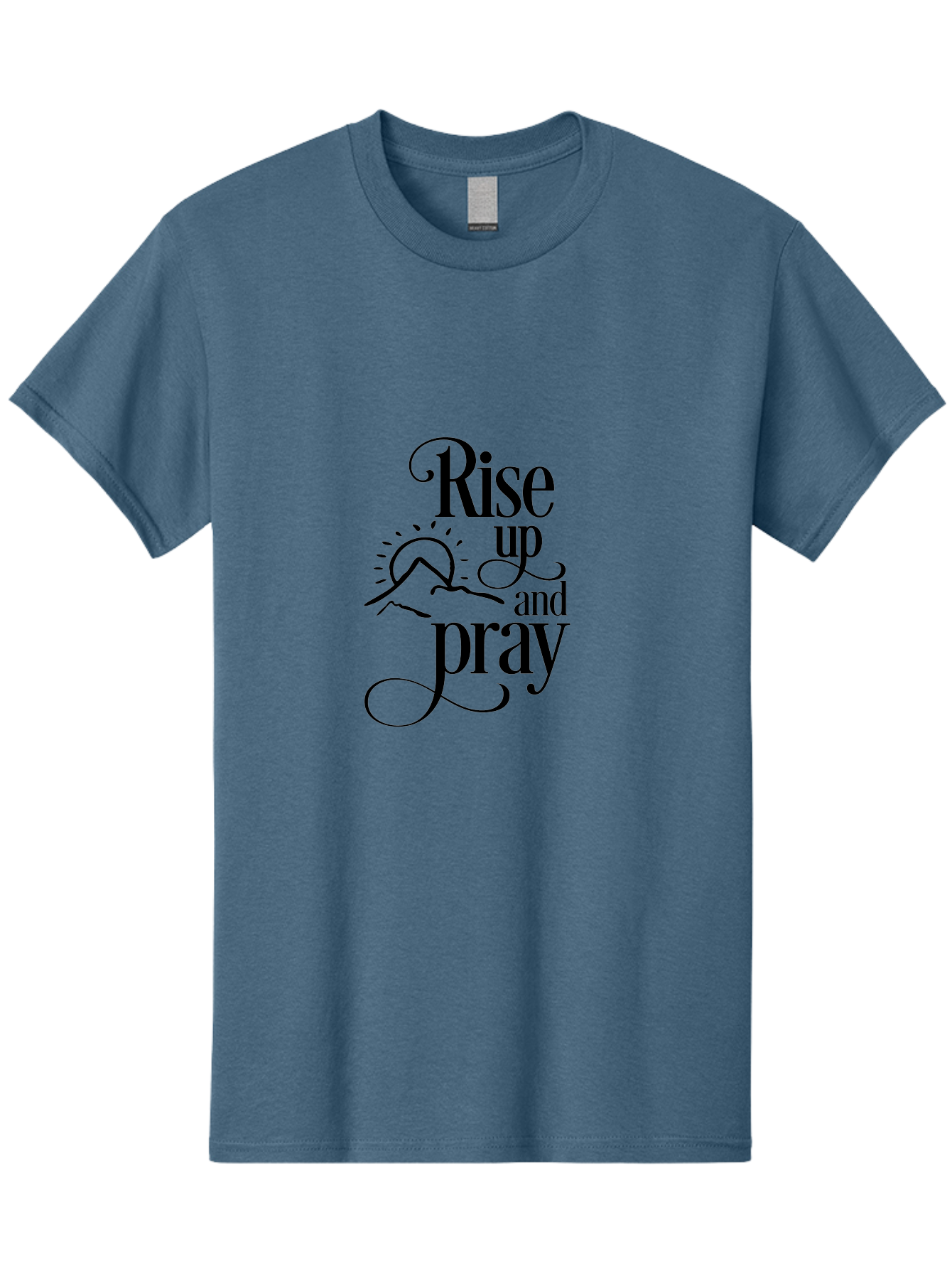 Rise-Up-And-Pray Men'S Graphic Tee, 100% Cotton, Comfortable Casual Summer Wear, Machine Washable, Inspirational Quote, Motivational Phrase, Rise Up And Pray, Morning Prayer, Sunrise, Mountains, Faith, Spirituality Aad130 23