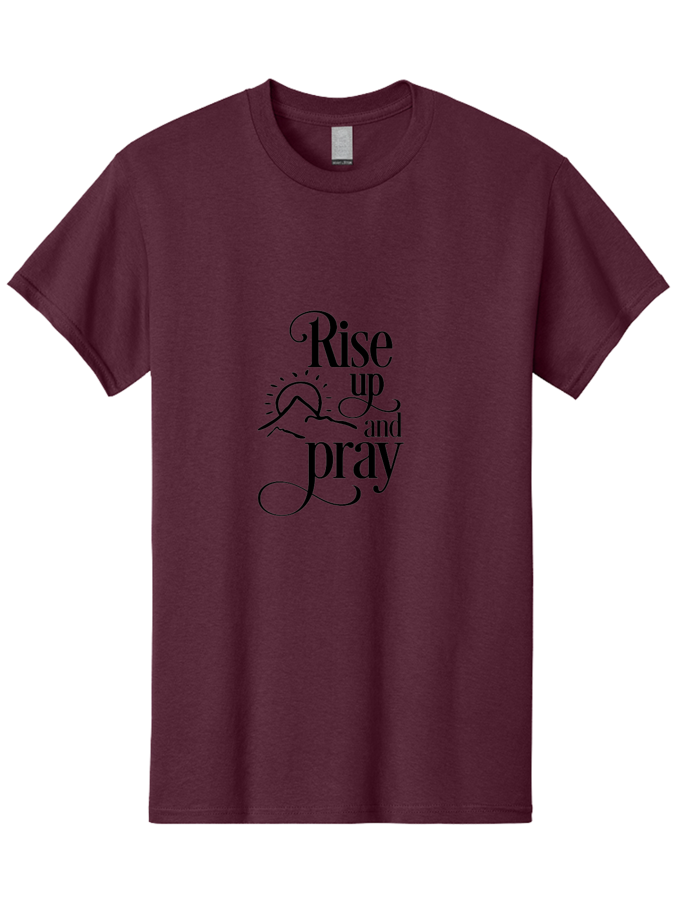 Rise-Up-And-Pray Men'S Graphic Tee, 100% Cotton, Comfortable Casual Summer Wear, Machine Washable, Inspirational Quote, Motivational Phrase, Rise Up And Pray, Morning Prayer, Sunrise, Mountains, Faith, Spirituality Aad130 21