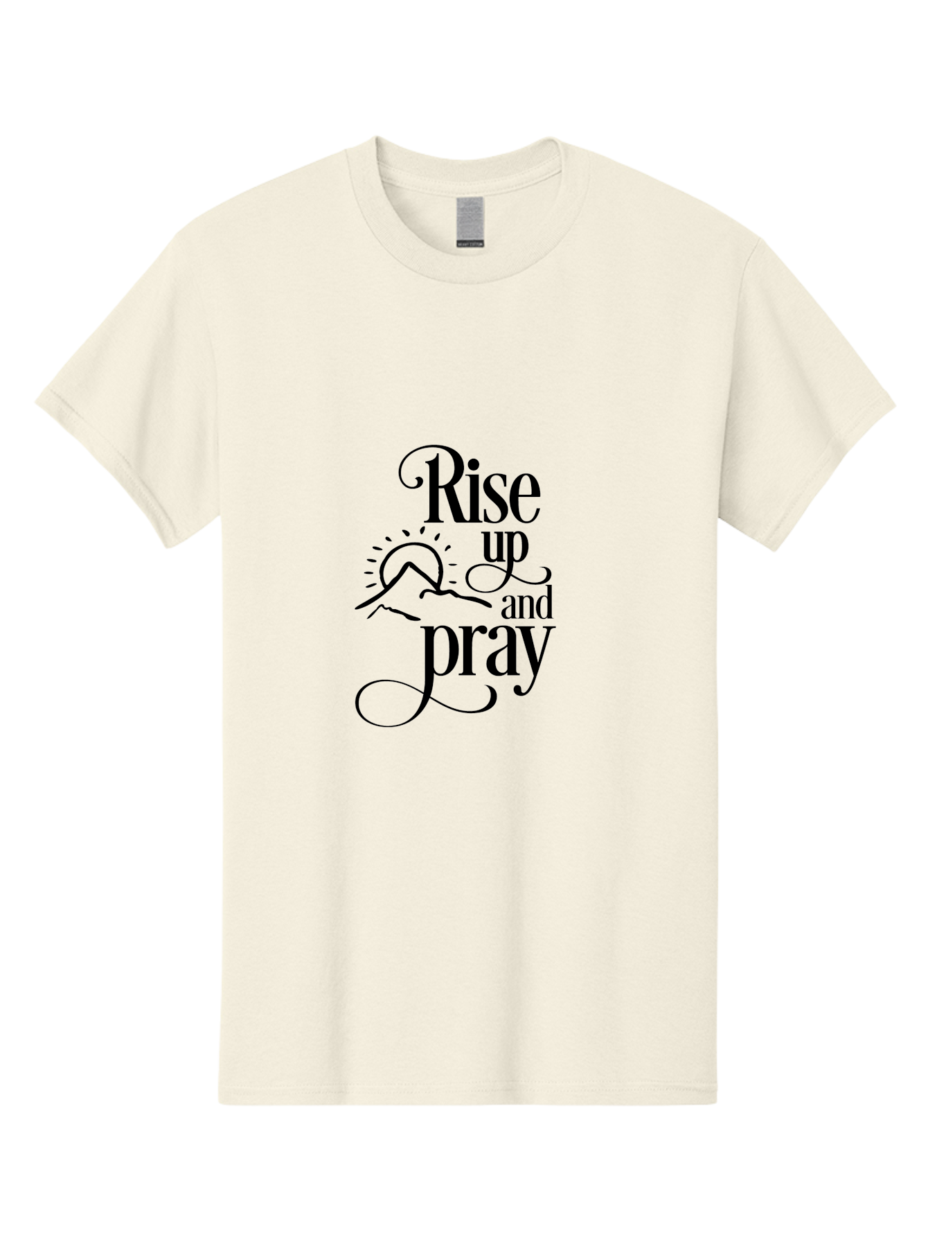 Rise-Up-And-Pray Men'S Graphic Tee, 100% Cotton, Comfortable Casual Summer Wear, Machine Washable, Inspirational Quote, Motivational Phrase, Rise Up And Pray, Morning Prayer, Sunrise, Mountains, Faith, Spirituality Aad130 1
