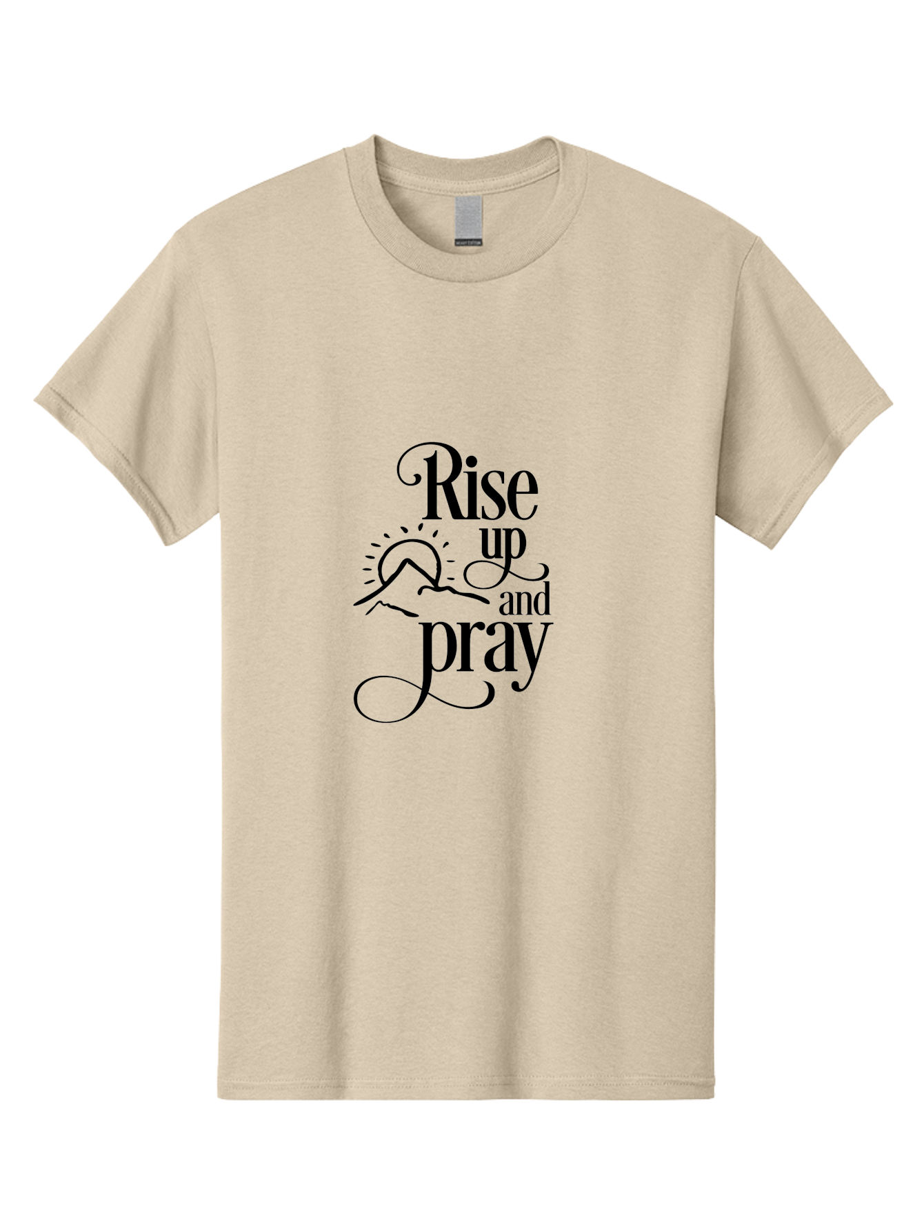 Rise-Up-And-Pray Men'S Graphic Tee, 100% Cotton, Comfortable Casual Summer Wear, Machine Washable, Inspirational Quote, Motivational Phrase, Rise Up And Pray, Morning Prayer, Sunrise, Mountains, Faith, Spirituality Aad130 5