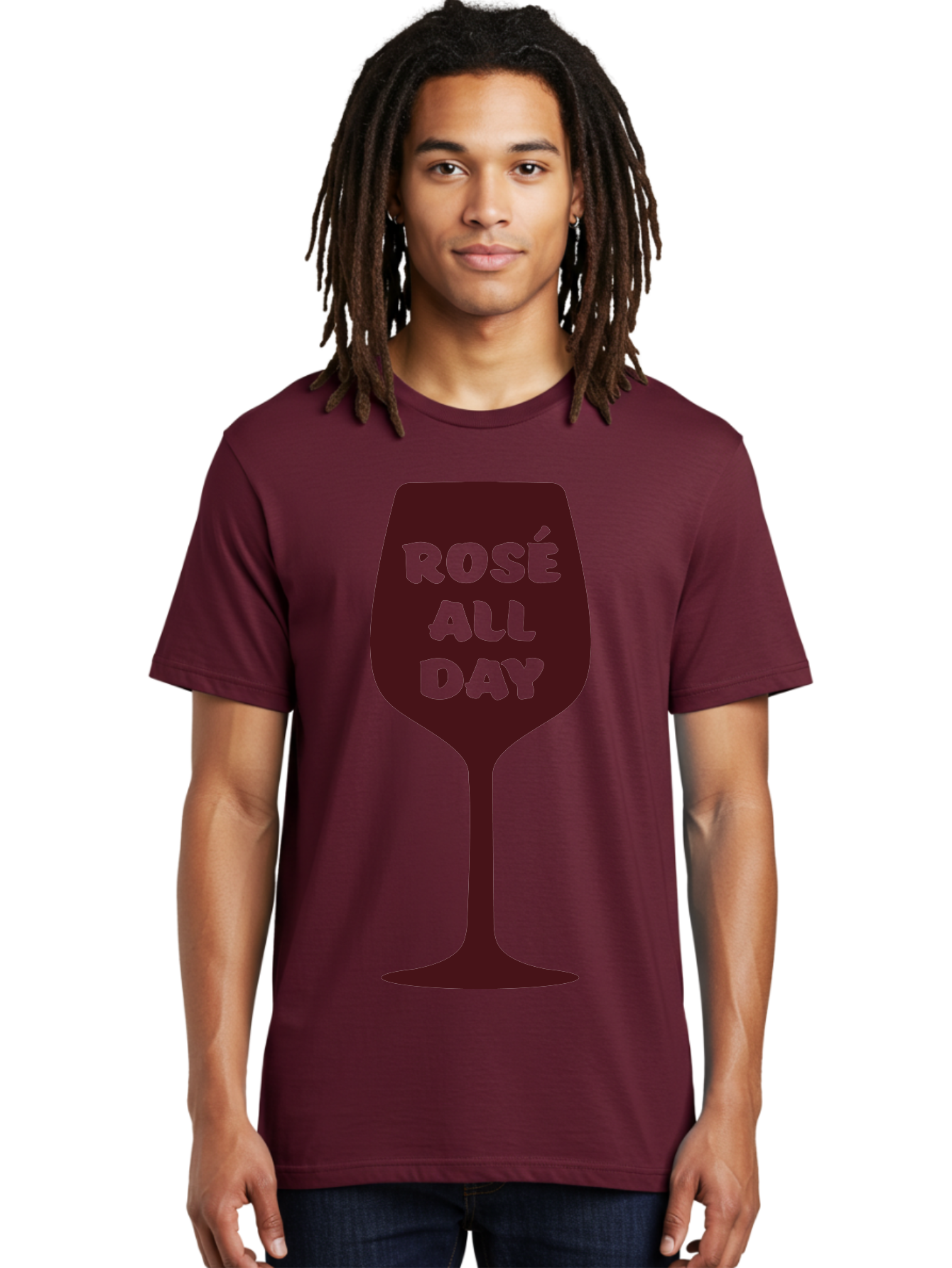 Rose-All-Day Men'S Graphic Tee, 100% Cotton, Comfortable Casual Summer Wear, Machine Washable, Wine Glass, Rose Wine, Rosé All Day, Wine Lover, Relaxed Atmosphere, Casual Drinking, Fun Phrase, Wine Culture Aad131 10