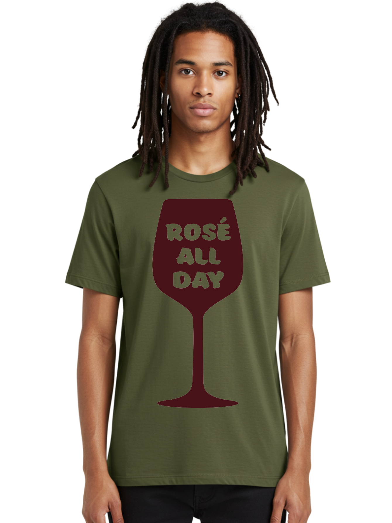 Rose-All-Day Men'S Graphic Tee, 100% Cotton, Comfortable Casual Summer Wear, Machine Washable, Wine Glass, Rose Wine, Rosé All Day, Wine Lover, Relaxed Atmosphere, Casual Drinking, Fun Phrase, Wine Culture Aad131 6