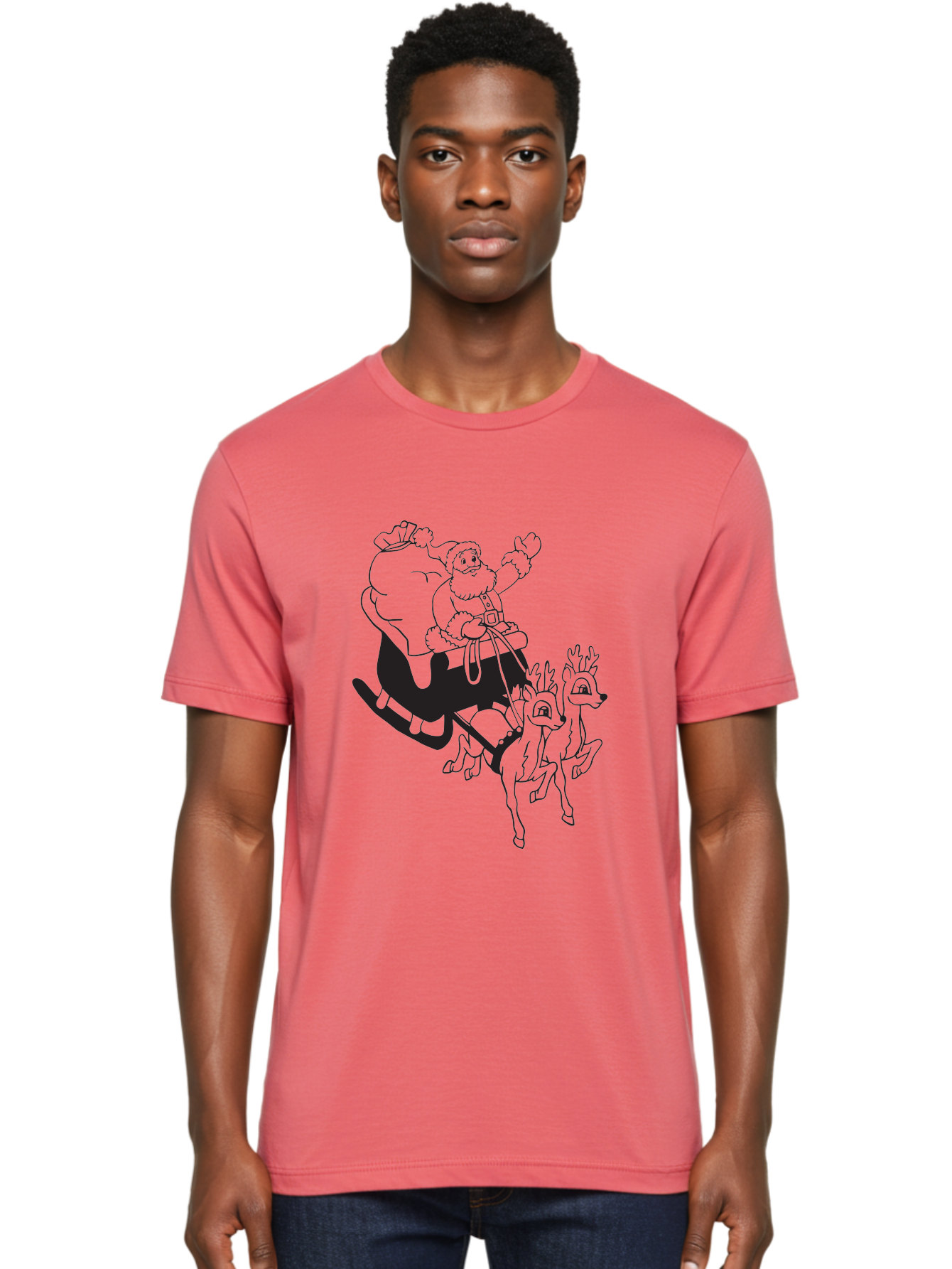 Santa-Claus Men'S Graphic Tee, 100% Cotton, Comfortable Casual Summer Wear, Machine Washable, Santa Claus, Christmas Magic, Festive Holiday, Jolly Old Elf, Reindeer In Flight, Gift Giving Season, Merry Christmas, Holiday Cheer Aad134 20