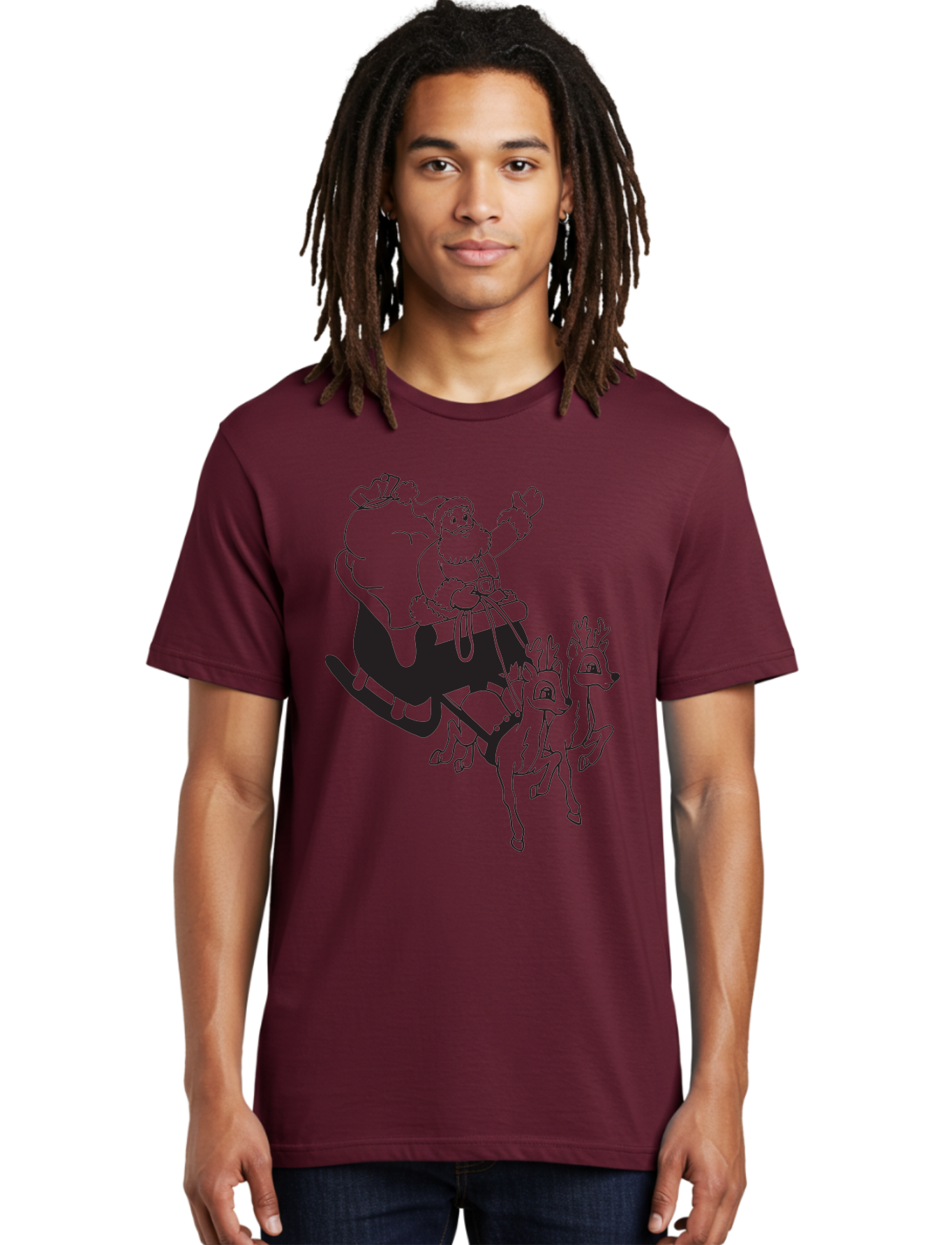 Santa-Claus Men'S Graphic Tee, 100% Cotton, Comfortable Casual Summer Wear, Machine Washable, Santa Claus, Christmas Magic, Festive Holiday, Jolly Old Elf, Reindeer In Flight, Gift Giving Season, Merry Christmas, Holiday Cheer Aad134 2