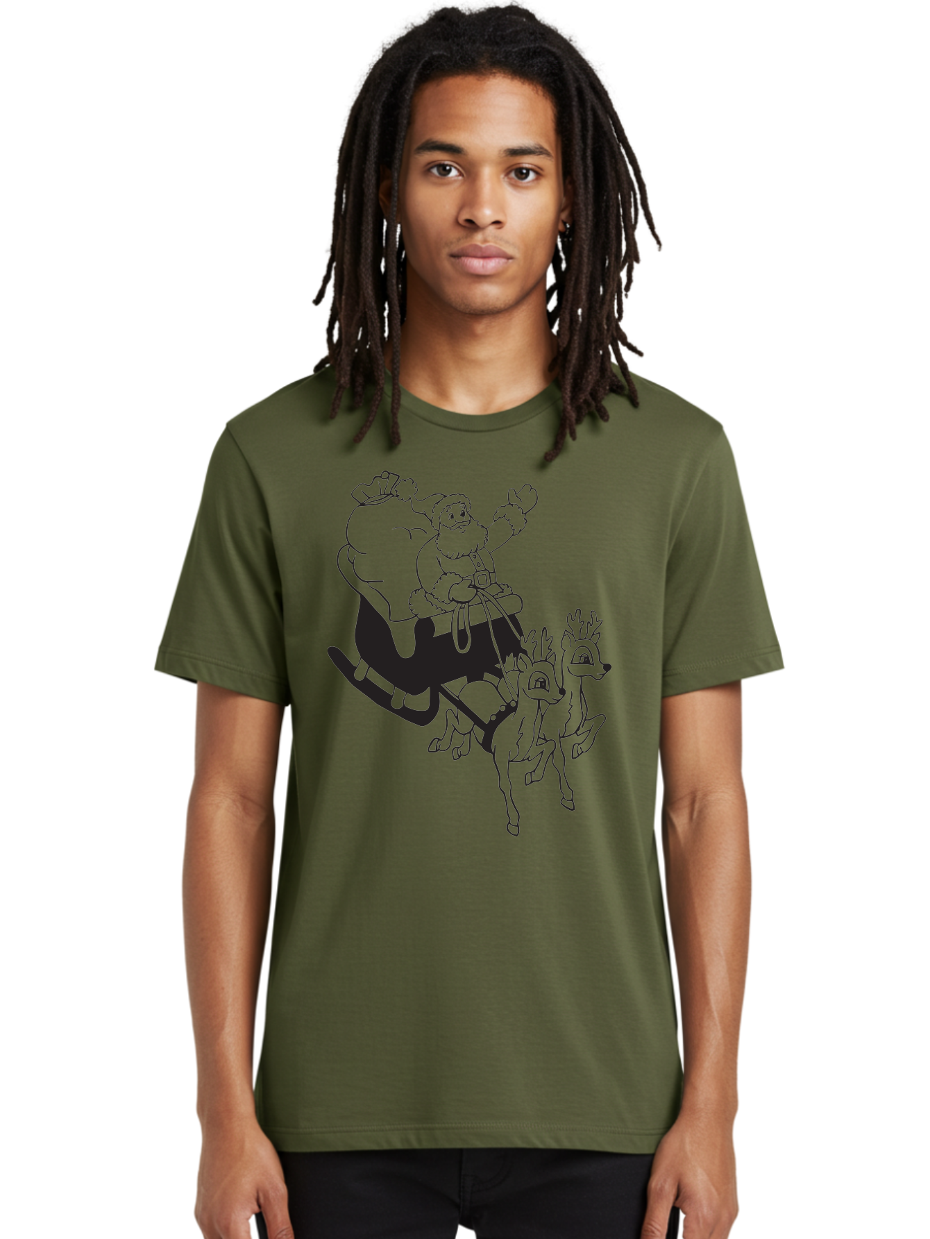 Santa-Claus Men'S Graphic Tee, 100% Cotton, Comfortable Casual Summer Wear, Machine Washable, Santa Claus, Christmas Magic, Festive Holiday, Jolly Old Elf, Reindeer In Flight, Gift Giving Season, Merry Christmas, Holiday Cheer Aad134 16