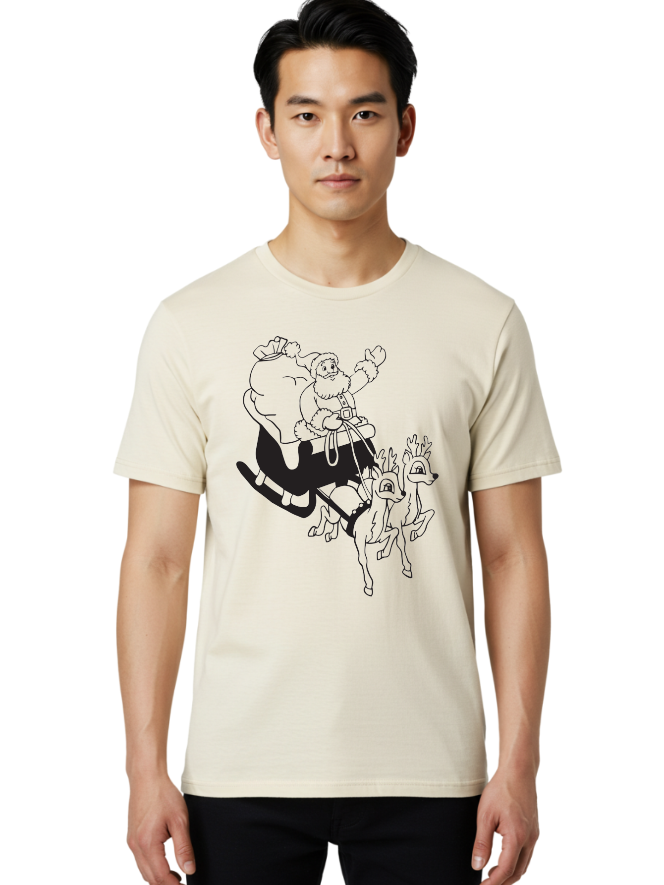 Santa-Claus Men'S Graphic Tee, 100% Cotton, Comfortable Casual Summer Wear, Machine Washable, Santa Claus, Christmas Magic, Festive Holiday, Jolly Old Elf, Reindeer In Flight, Gift Giving Season, Merry Christmas, Holiday Cheer Aad134 12