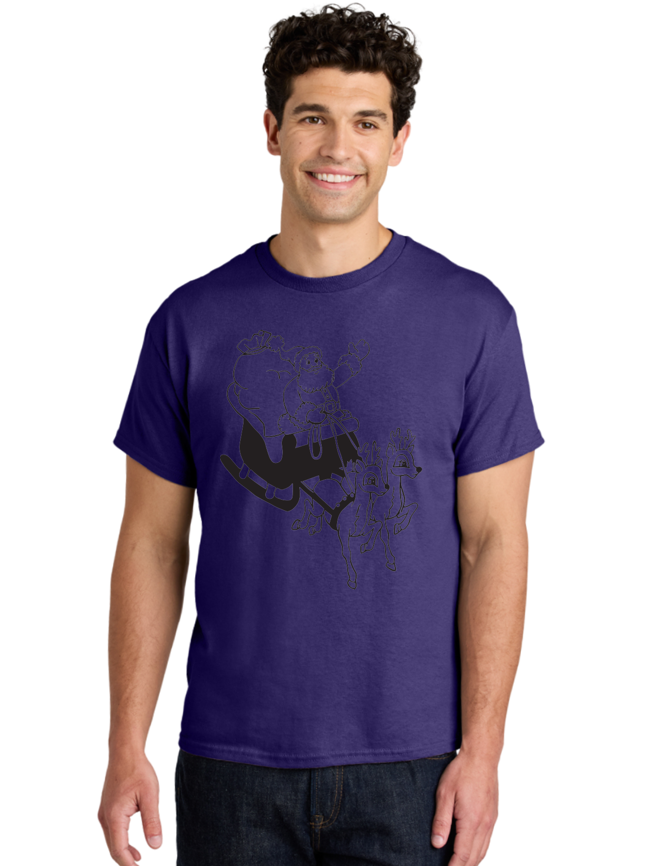 Santa-Claus Men'S Graphic Tee, 100% Cotton, Comfortable Casual Summer Wear, Machine Washable, Santa Claus, Christmas Magic, Festive Holiday, Jolly Old Elf, Reindeer In Flight, Gift Giving Season, Merry Christmas, Holiday Cheer Aad134 28