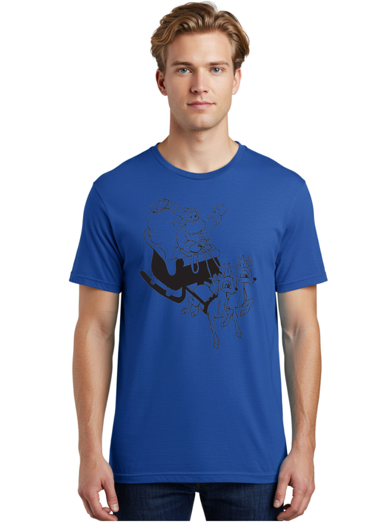Santa-Claus Men'S Graphic Tee, 100% Cotton, Comfortable Casual Summer Wear, Machine Washable, Santa Claus, Christmas Magic, Festive Holiday, Jolly Old Elf, Reindeer In Flight, Gift Giving Season, Merry Christmas, Holiday Cheer Aad134 24