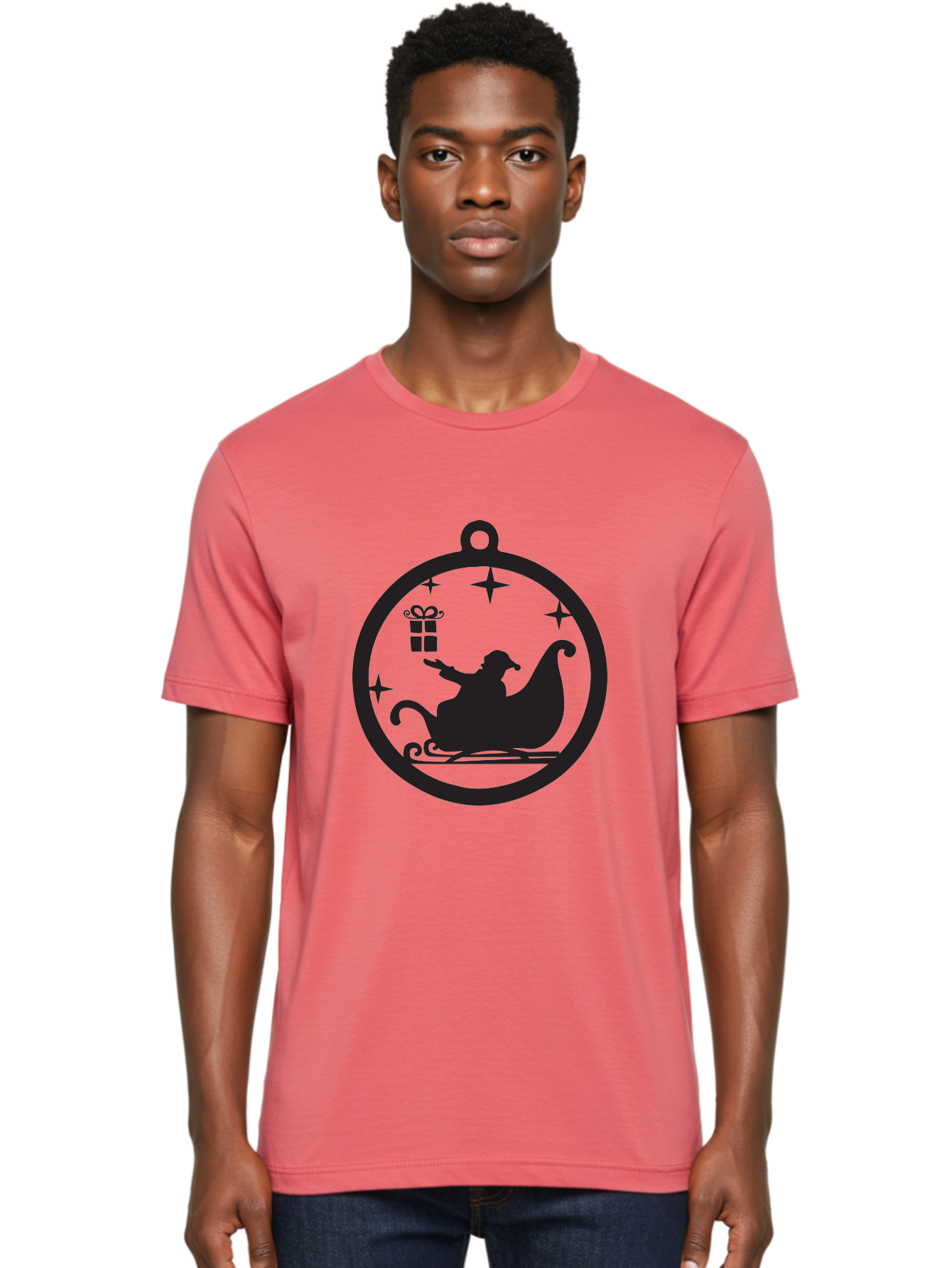 Santa-Sleigh-Ornament-1 Men'S Graphic Tee, 100% Cotton, Comfortable Casual Summer Wear, Machine Washable, Santa Claus, Christmas Gift, Sleigh Ride, Festive Holiday, Winter Wonderland, Gift Giving, Christmas Magic, Holiday Cheer Aad137 22