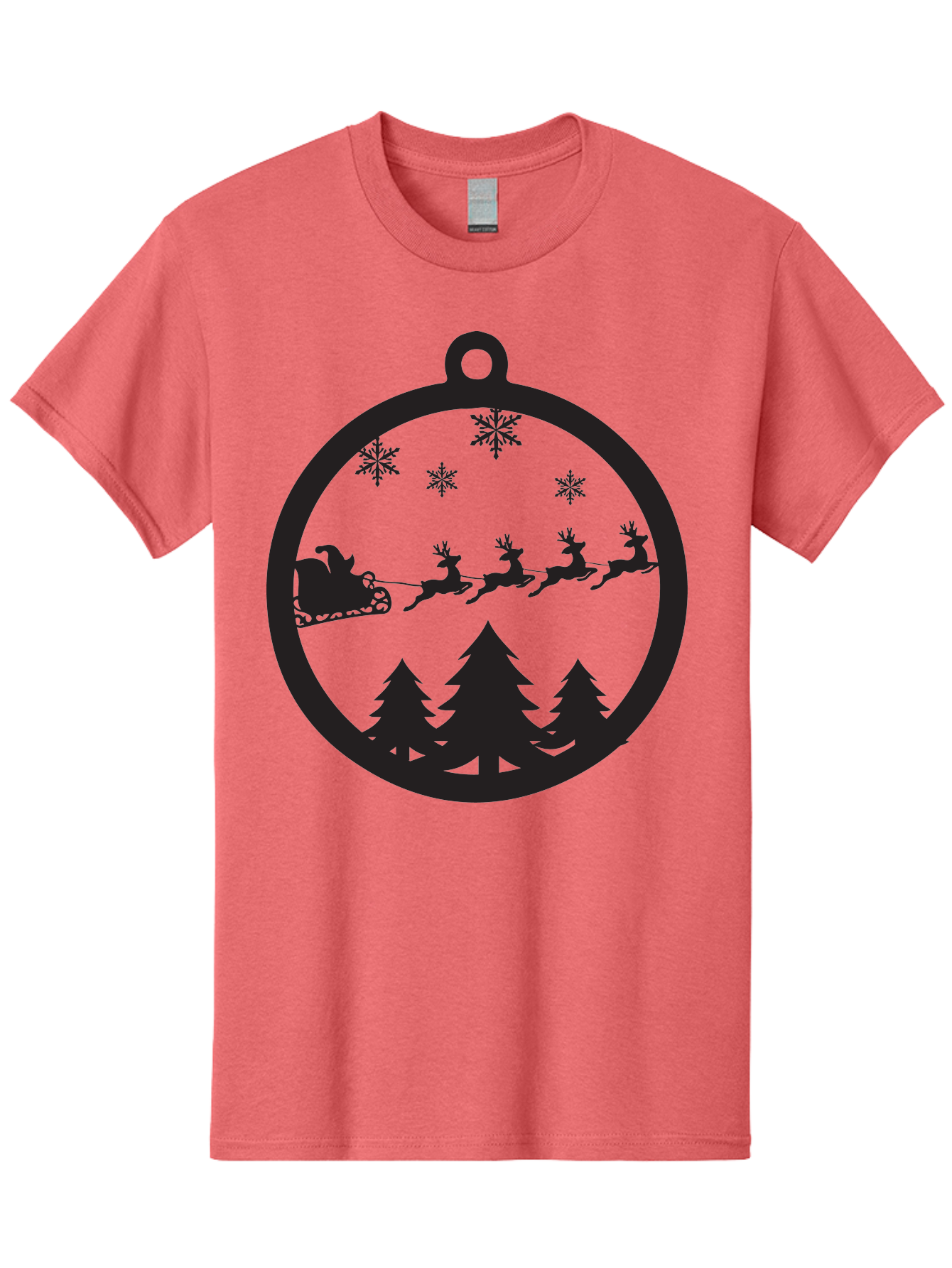 Santa-Sleigh-Silhouette Men'S Graphic Tee, 100% Cotton, Comfortable Casual Summer Wear, Machine Washable, Sleigh, Santa Claus, Reindeer, Snowy Night, Festive Trees, Holiday Decoration, Christmas Ornament, Winter Scene, Festive Atmosphere, Aad139 11