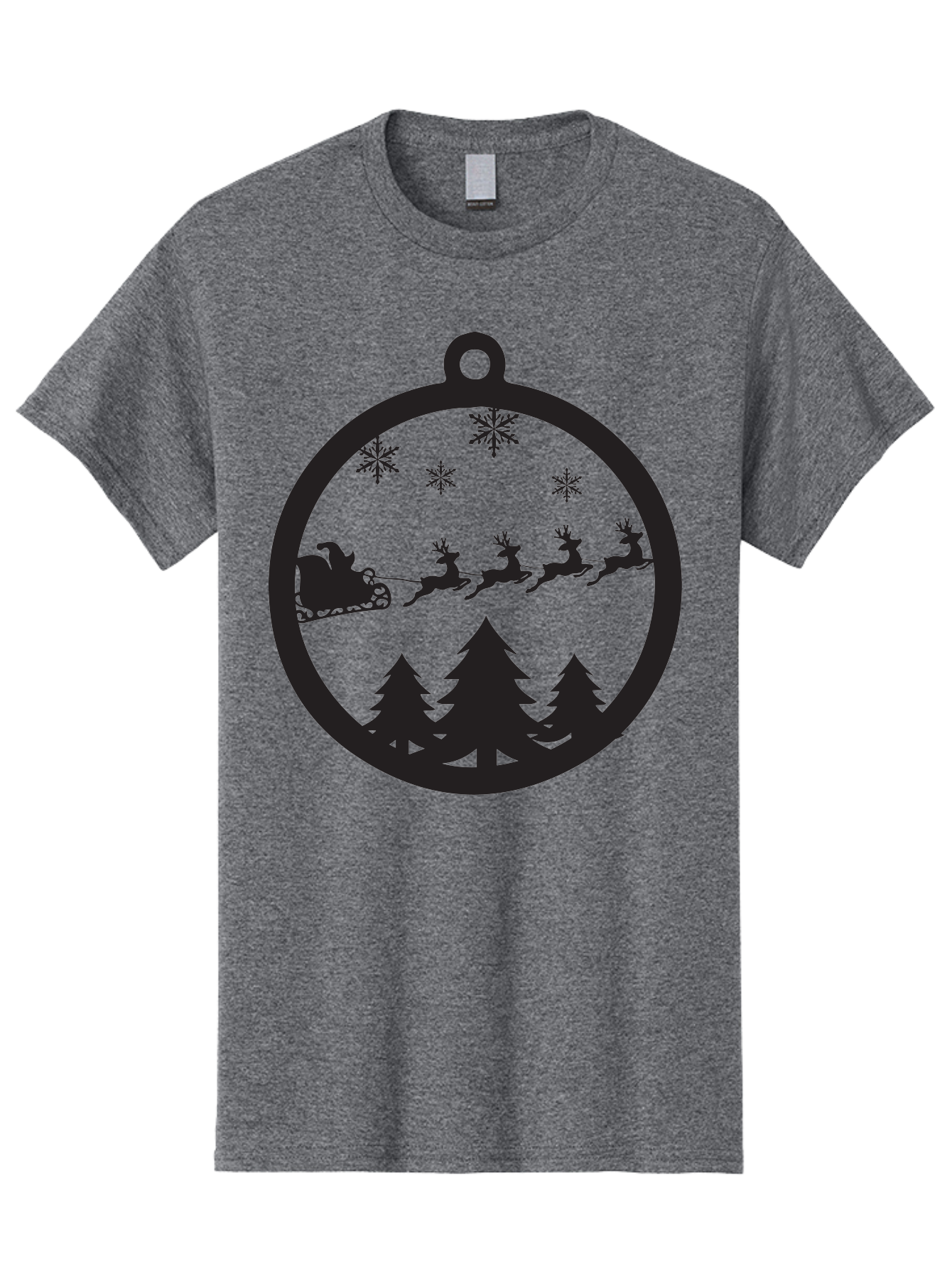 Santa-Sleigh-Silhouette Men'S Graphic Tee, 100% Cotton, Comfortable Casual Summer Wear, Machine Washable, Sleigh, Santa Claus, Reindeer, Snowy Night, Festive Trees, Holiday Decoration, Christmas Ornament, Winter Scene, Festive Atmosphere, Aad139 21