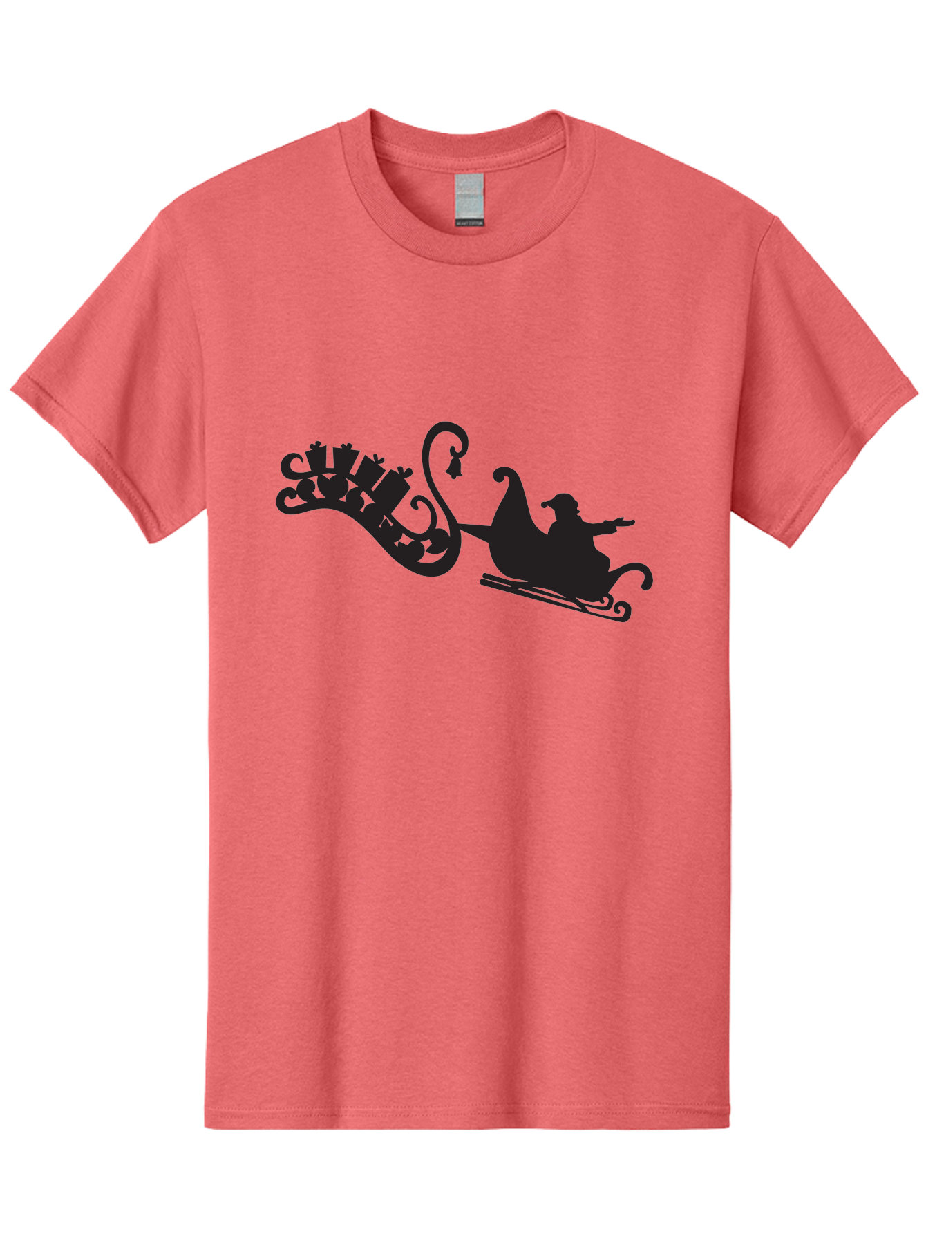 Santa-Sleigh Men'S Graphic Tee, 100% Cotton, Comfortable Casual Summer Wear, Machine Washable, Sleigh Silhouette, Santa Claus, Christmas Gifts, Festive Season, Holiday Cheer, Winter Wonderland, Jolly Old Elf, Gift Giving, Christmas Magic, Aad140 25