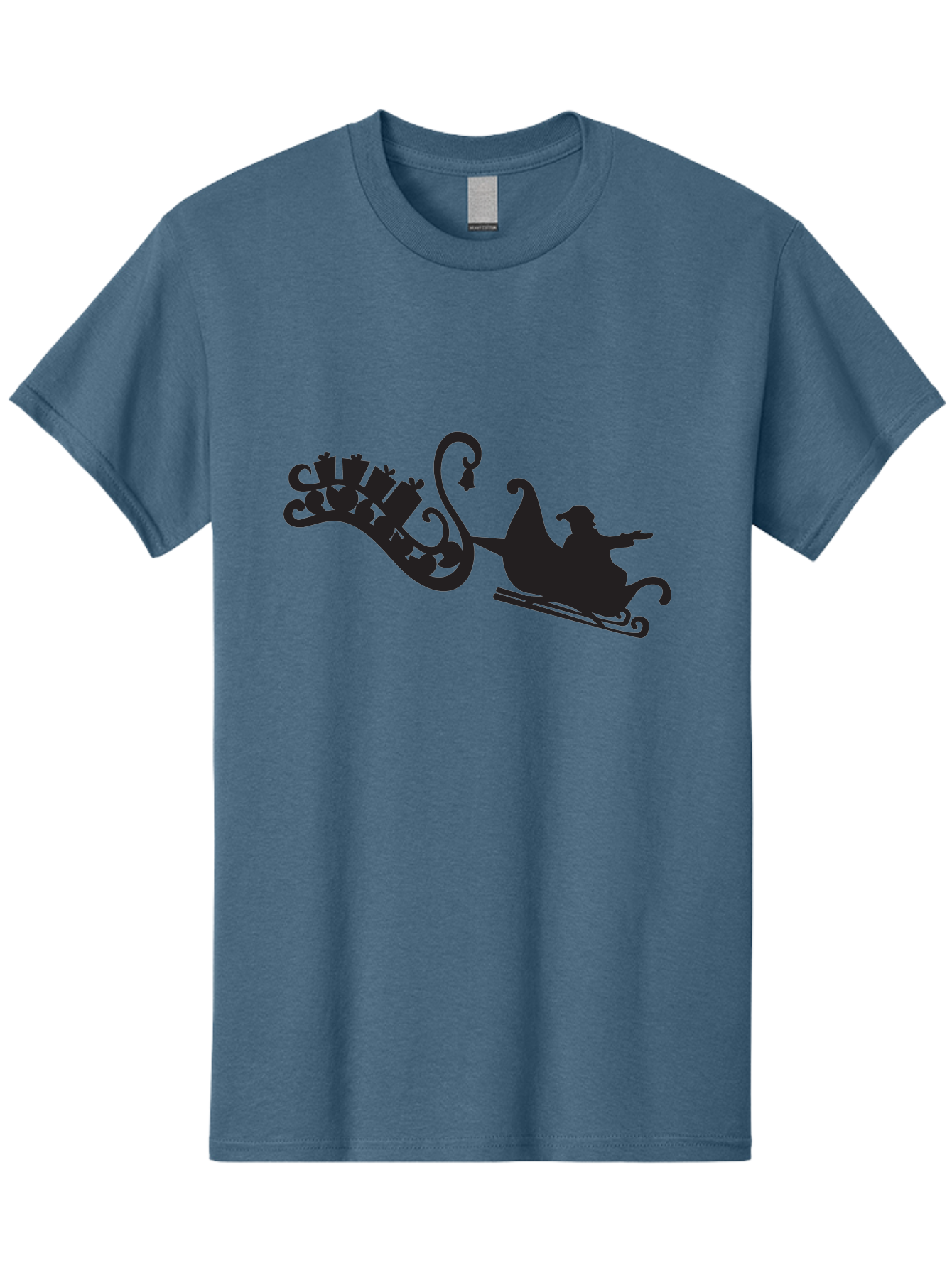 Santa-Sleigh Men'S Graphic Tee, 100% Cotton, Comfortable Casual Summer Wear, Machine Washable, Sleigh Silhouette, Santa Claus, Christmas Gifts, Festive Season, Holiday Cheer, Winter Wonderland, Jolly Old Elf, Gift Giving, Christmas Magic, Aad140 17