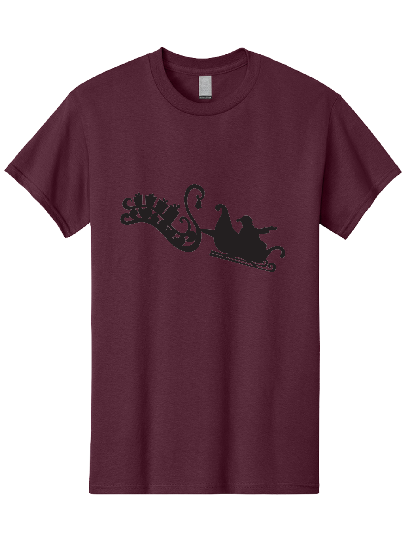 Santa-Sleigh Men'S Graphic Tee, 100% Cotton, Comfortable Casual Summer Wear, Machine Washable, Sleigh Silhouette, Santa Claus, Christmas Gifts, Festive Season, Holiday Cheer, Winter Wonderland, Jolly Old Elf, Gift Giving, Christmas Magic, Aad140 21