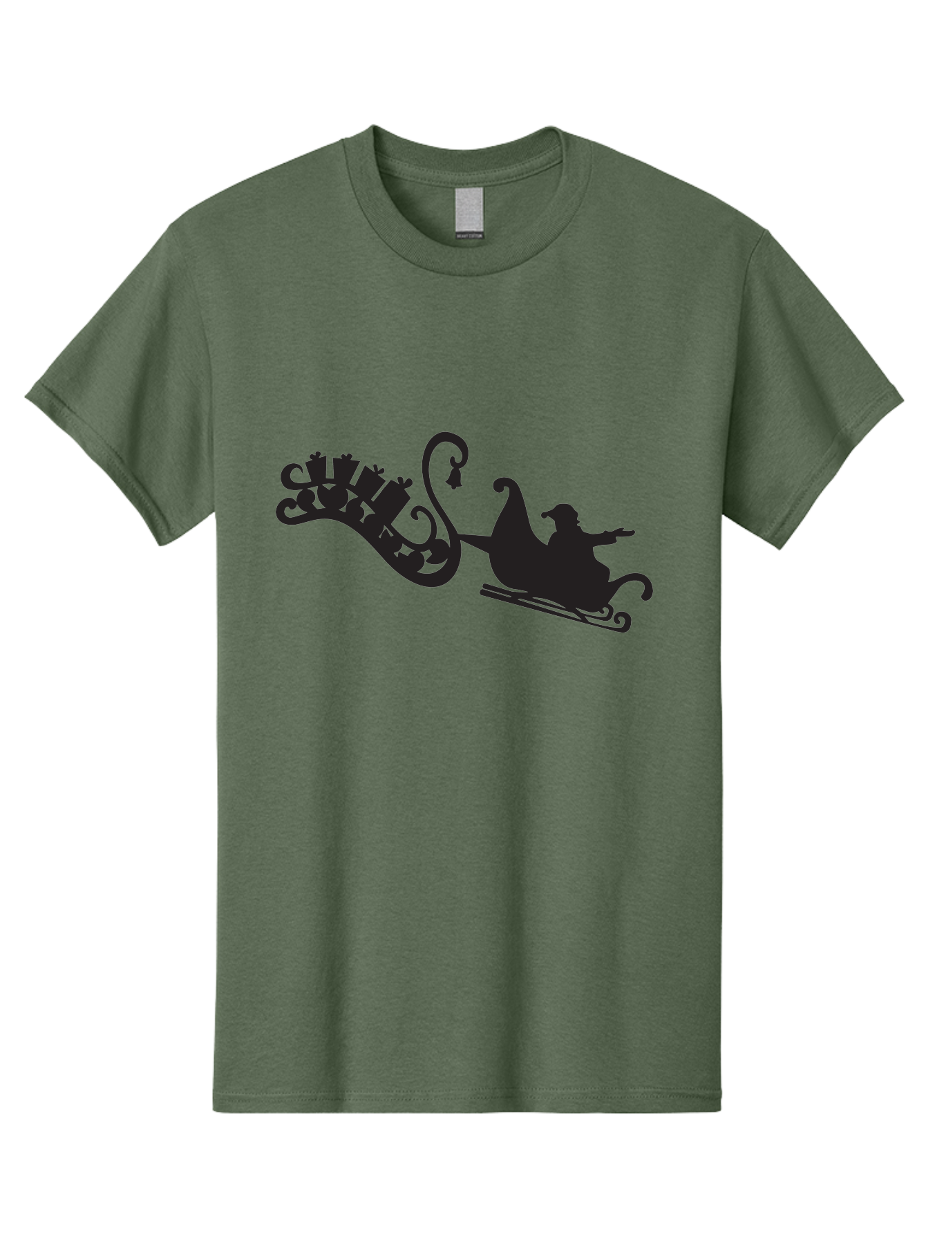 Santa-Sleigh Men'S Graphic Tee, 100% Cotton, Comfortable Casual Summer Wear, Machine Washable, Sleigh Silhouette, Santa Claus, Christmas Gifts, Festive Season, Holiday Cheer, Winter Wonderland, Jolly Old Elf, Gift Giving, Christmas Magic, Aad140 13