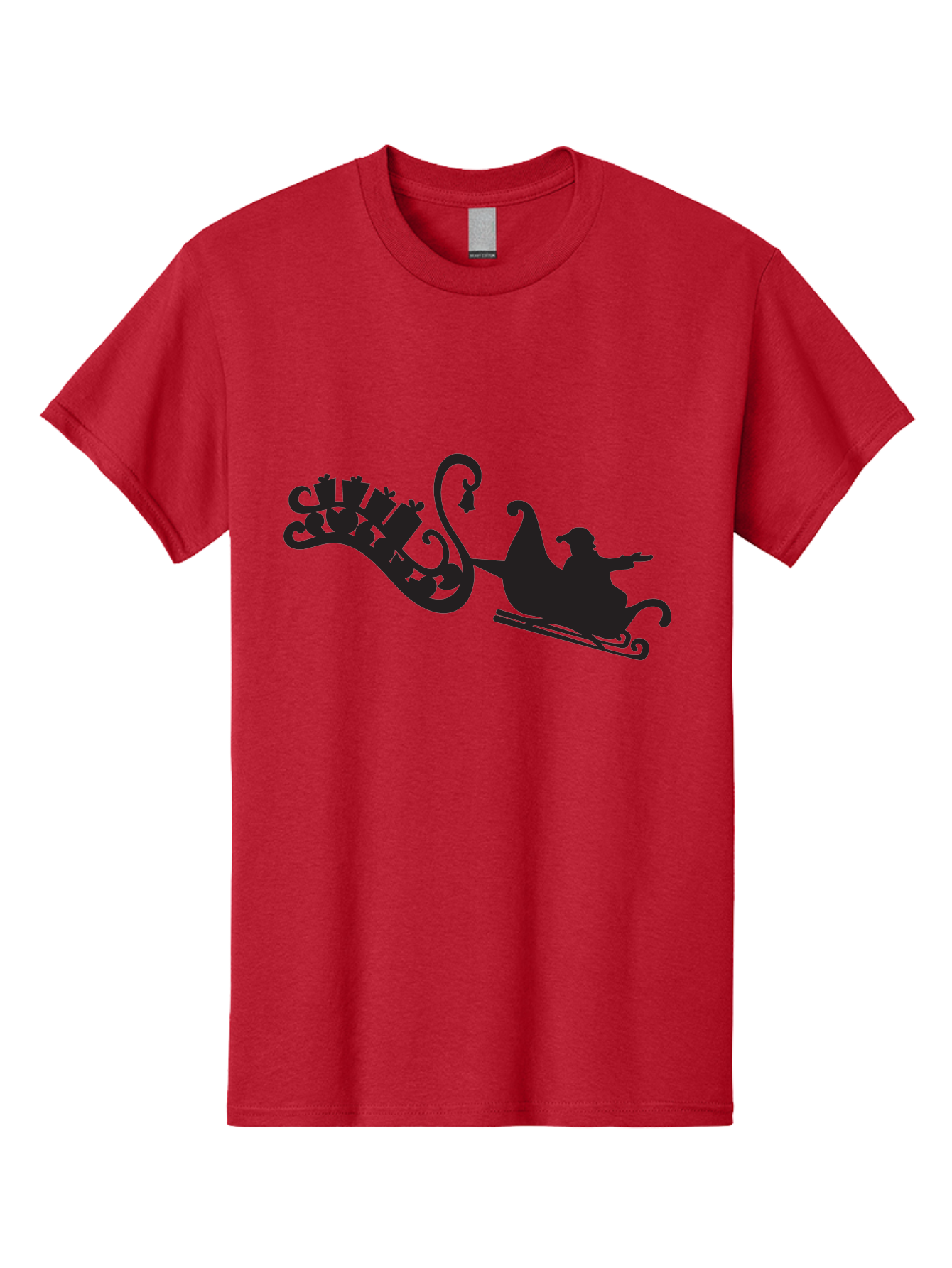 Santa-Sleigh Men'S Graphic Tee, 100% Cotton, Comfortable Casual Summer Wear, Machine Washable, Sleigh Silhouette, Santa Claus, Christmas Gifts, Festive Season, Holiday Cheer, Winter Wonderland, Jolly Old Elf, Gift Giving, Christmas Magic, Aad140 23