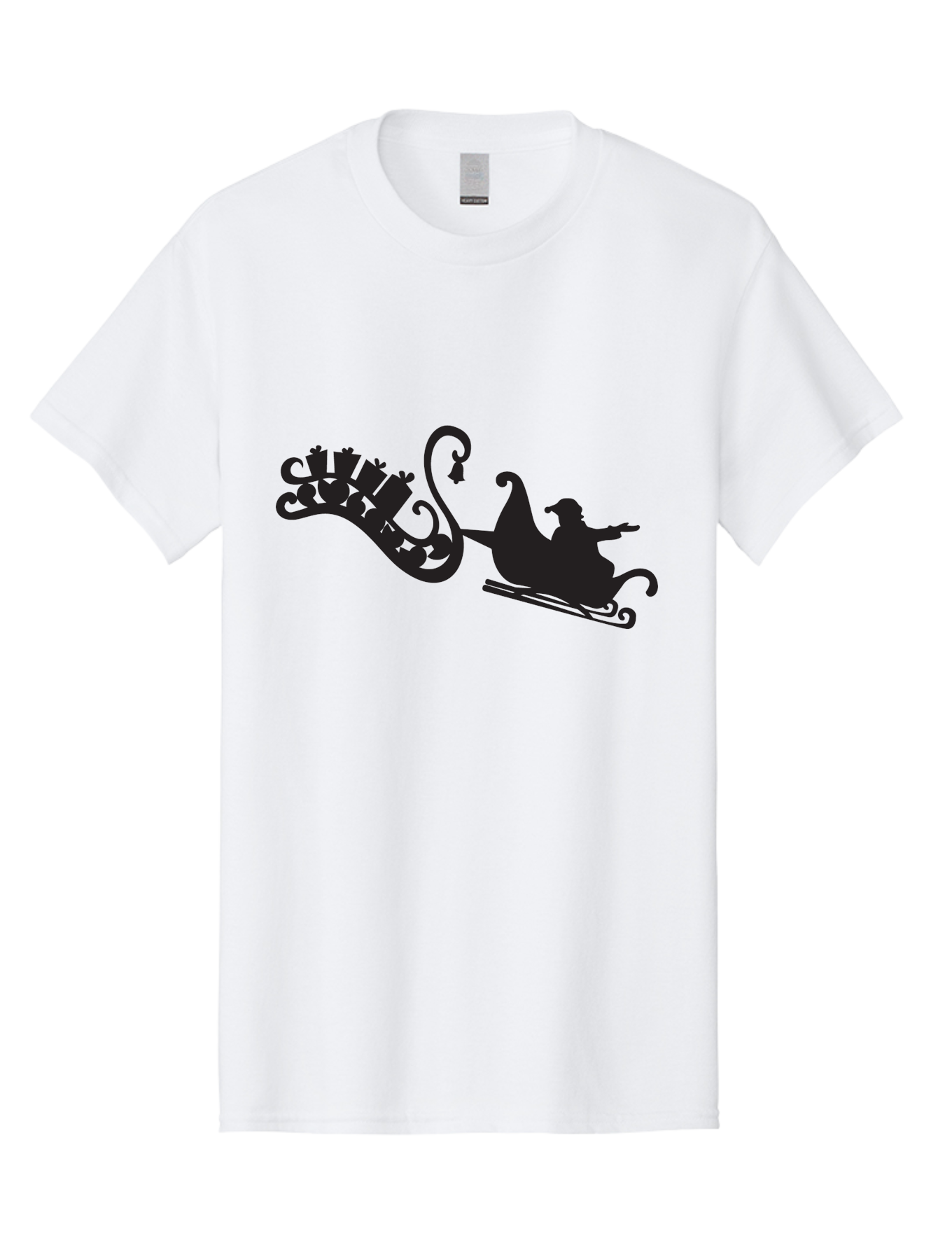 Santa-Sleigh Men'S Graphic Tee, 100% Cotton, Comfortable Casual Summer Wear, Machine Washable, Sleigh Silhouette, Santa Claus, Christmas Gifts, Festive Season, Holiday Cheer, Winter Wonderland, Jolly Old Elf, Gift Giving, Christmas Magic, Aad140 19