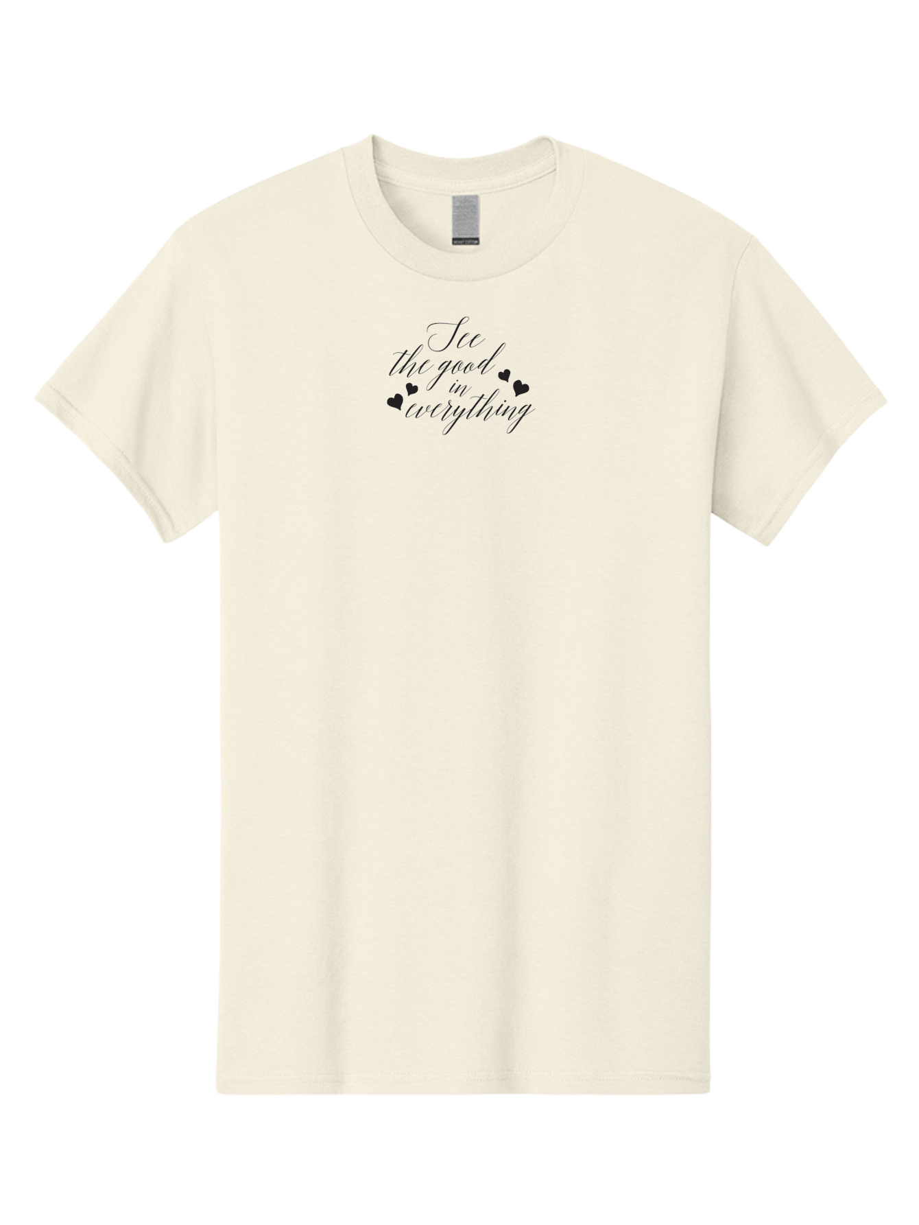 See-The-Good-In-Everything Men'S Graphic Tee, 100% Cotton, Comfortable Casual Summer Wear, Machine Washable, Inspirational Quote, Motivational Text, Positive Vibes, Good Vibes, Loving Message, See The Good, Cursive Text, Love Hearts Aad146 25