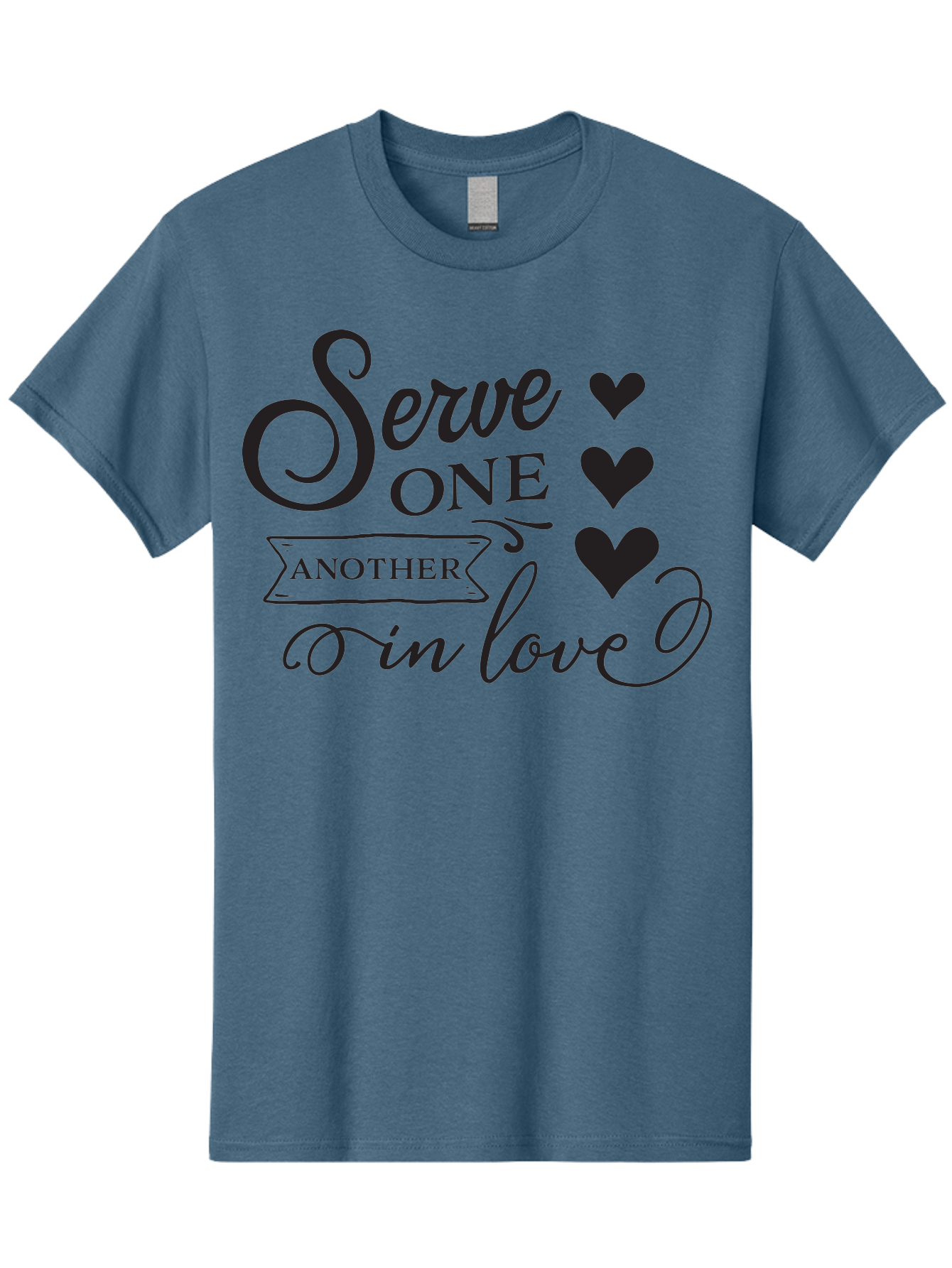 Serve-One-Another-In-Love Men'S Graphic Tee, 100% Cotton, Comfortable Casual Summer Wear, Machine Washable, Serve One Another, Love Message, Heartwarming Quote, Inspirational Saying, Kindness Reminder, Black Hearts, Typography Art Aad148 15