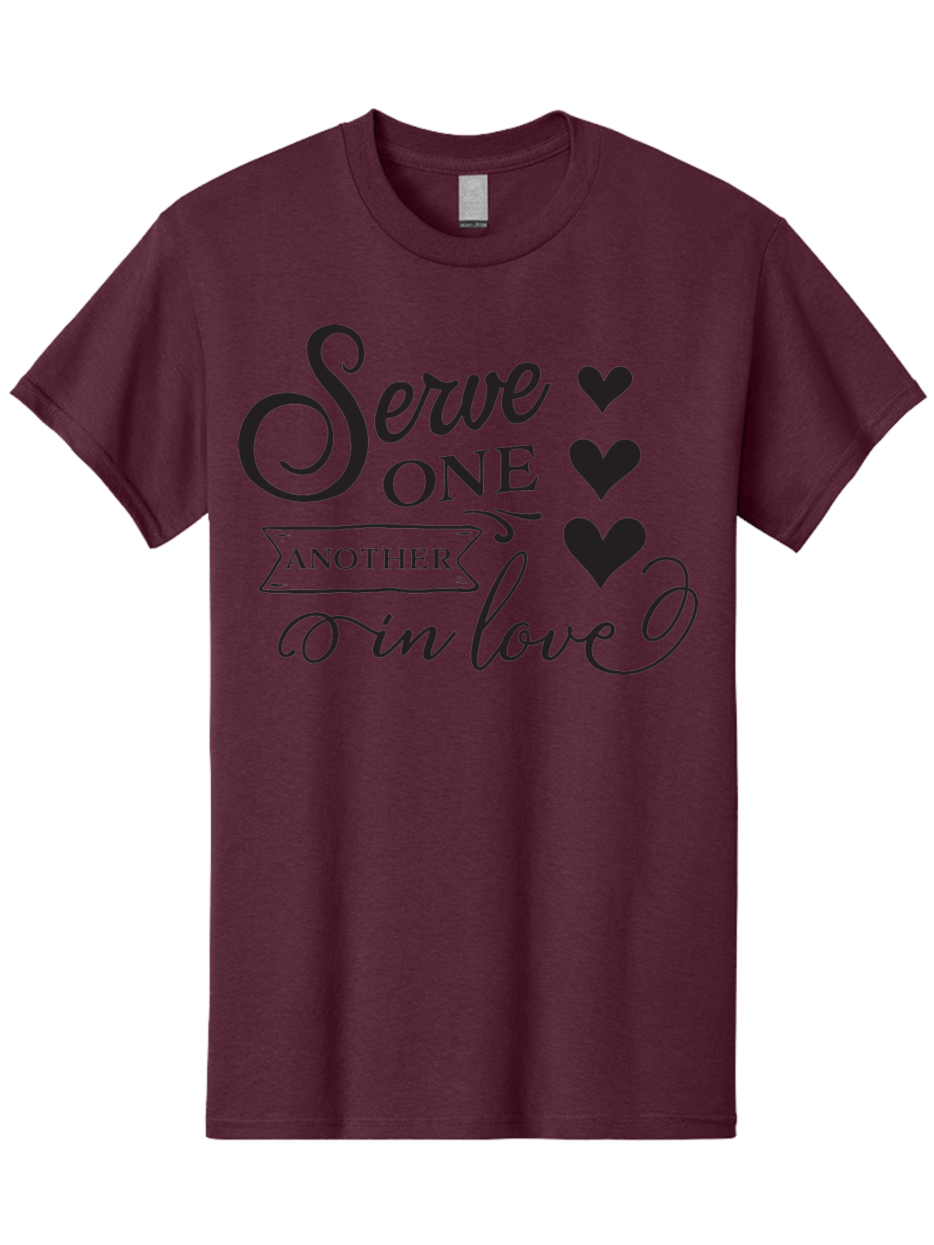 Serve-One-Another-In-Love Men'S Graphic Tee, 100% Cotton, Comfortable Casual Summer Wear, Machine Washable, Serve One Another, Love Message, Heartwarming Quote, Inspirational Saying, Kindness Reminder, Black Hearts, Typography Art Aad148 11