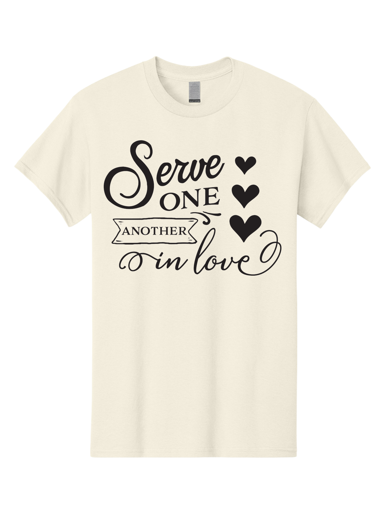 Serve-One-Another-In-Love Men'S Graphic Tee, 100% Cotton, Comfortable Casual Summer Wear, Machine Washable, Serve One Another, Love Message, Heartwarming Quote, Inspirational Saying, Kindness Reminder, Black Hearts, Typography Art Aad148 13