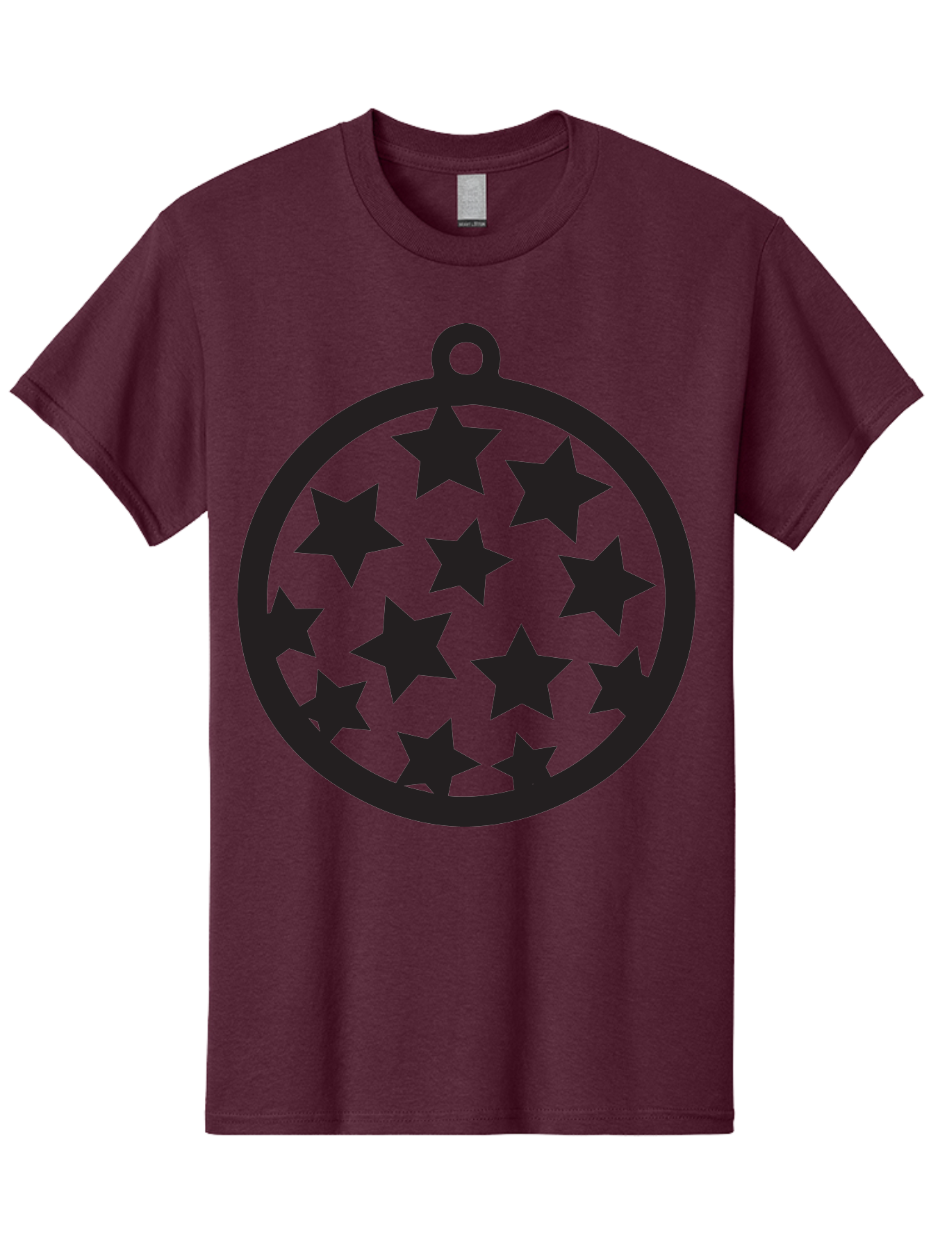 Seven-Star-Ball Men'S Graphic Tee, 100% Cotton, Comfortable Casual Summer Wear, Machine Washable, Seven Stars, Black Stars, Circular Frame, Ornament Design, Christmas Decoration, Festive Symbol, Star Pattern, Magic Symbol, Mystical Design Aad149 5