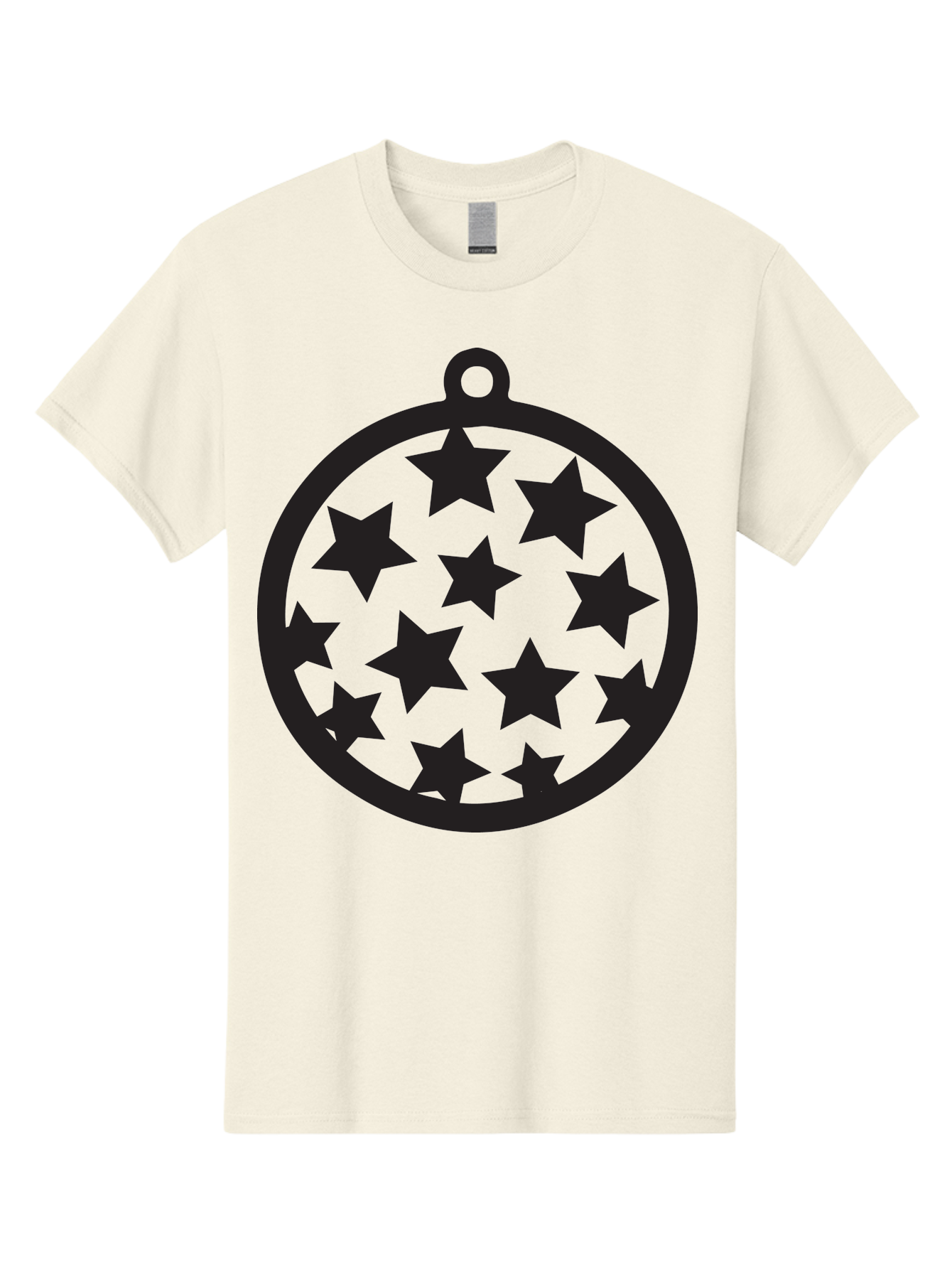 Seven-Star-Ball Men'S Graphic Tee, 100% Cotton, Comfortable Casual Summer Wear, Machine Washable, Seven Stars, Black Stars, Circular Frame, Ornament Design, Christmas Decoration, Festive Symbol, Star Pattern, Magic Symbol, Mystical Design Aad149 19