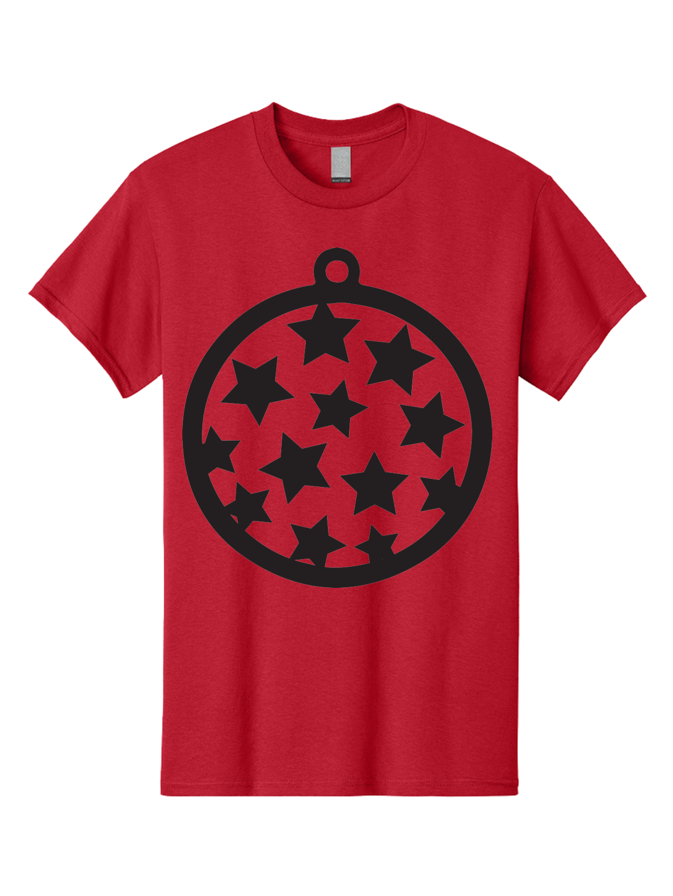 Seven-Star-Ball Men'S Graphic Tee, 100% Cotton, Comfortable Casual Summer Wear, Machine Washable, Seven Stars, Black Stars, Circular Frame, Ornament Design, Christmas Decoration, Festive Symbol, Star Pattern, Magic Symbol, Mystical Design Aad149 17