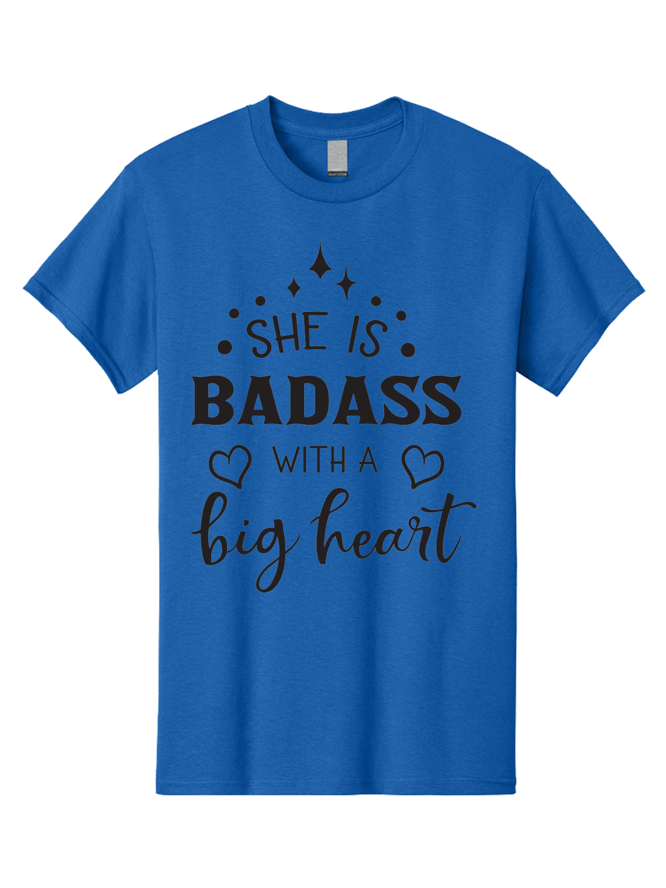 She-Is-Badass-With-A-Big-Heart Men'S Graphic Tee, 100% Cotton, Comfortable Casual Summer Wear, Machine Washable, Motivational Quotes, Inspirational Sayings, Empowerment Phrases, Feminine Strength, Positive Affirmations, Bold Typography, Aad155 11