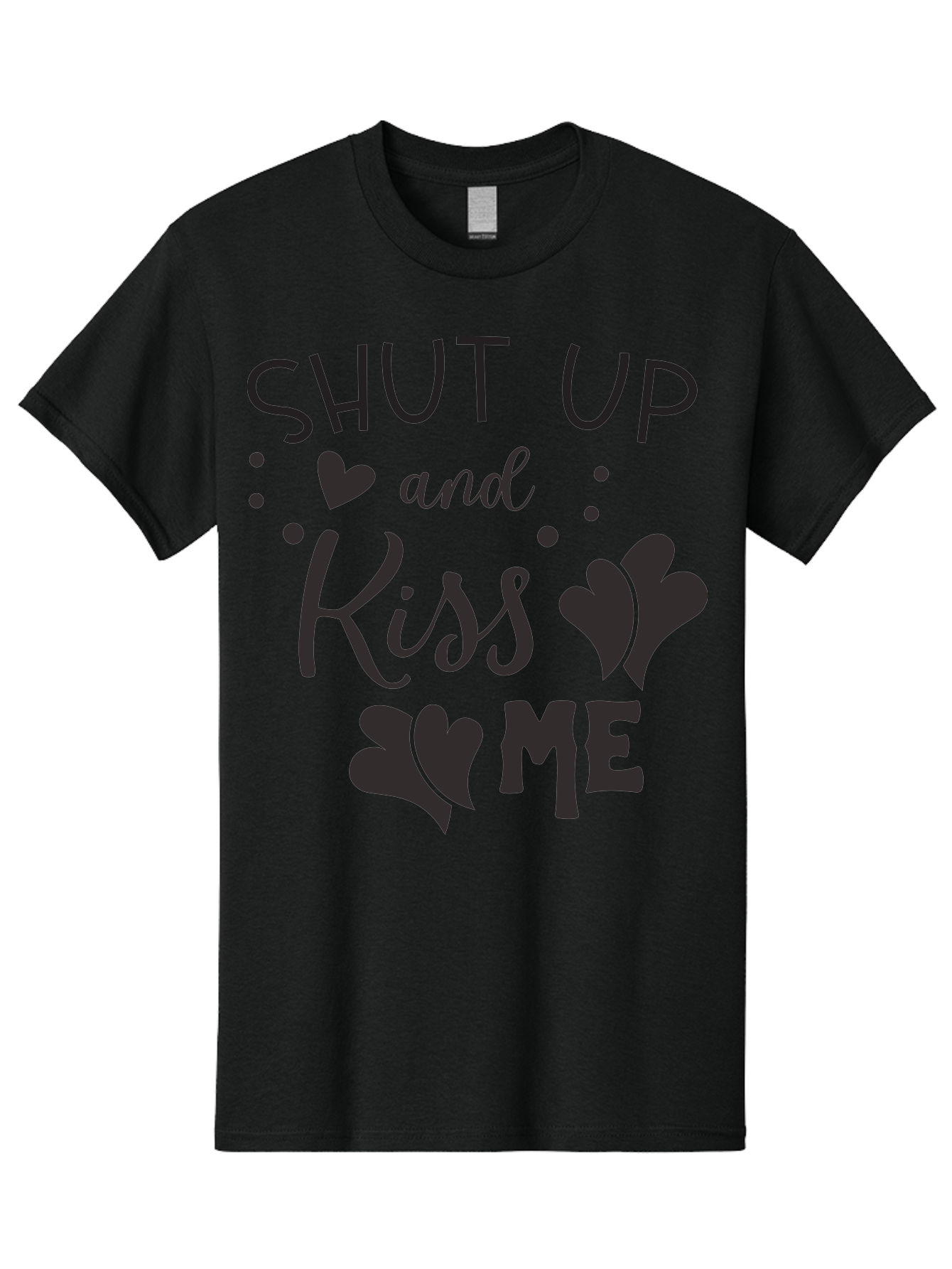 Shut-Up-And-Kiss-Me Men'S Graphic Tee, 100% Cotton, Comfortable Casual Summer Wear, Machine Washable, Love Quotes, Romantic Phrases, Kiss Me, Shut Up, Heart Shapes, Valentines Day, Love Messages, Couple Goals, Sweet Nothings Aad160 17