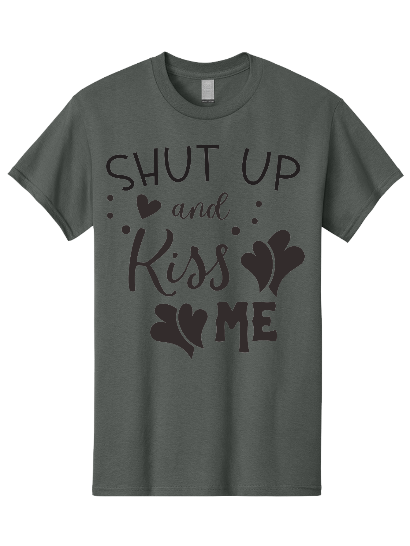 Shut-Up-And-Kiss-Me Men'S Graphic Tee, 100% Cotton, Comfortable Casual Summer Wear, Machine Washable, Love Quotes, Romantic Phrases, Kiss Me, Shut Up, Heart Shapes, Valentines Day, Love Messages, Couple Goals, Sweet Nothings Aad160 19