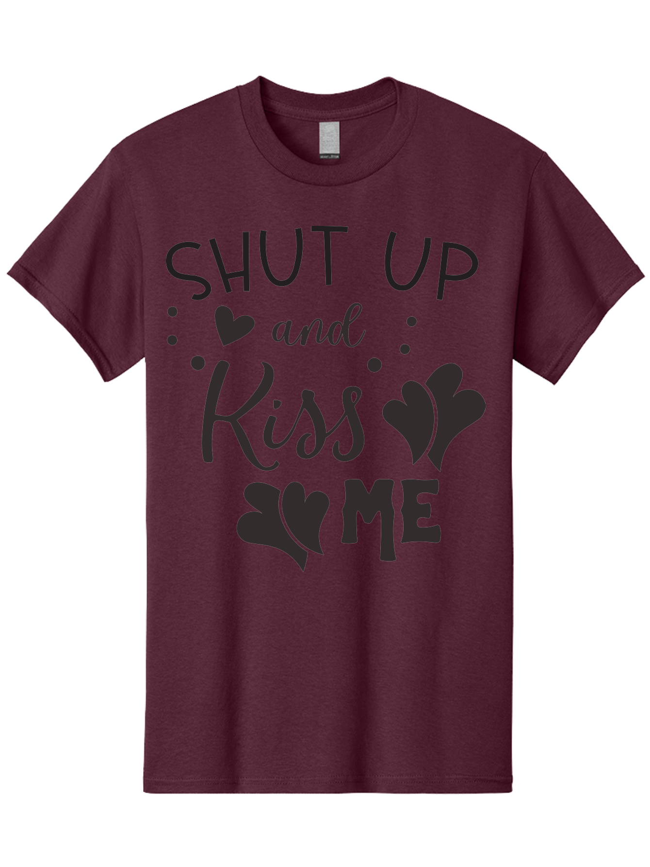 Shut-Up-And-Kiss-Me Men'S Graphic Tee, 100% Cotton, Comfortable Casual Summer Wear, Machine Washable, Love Quotes, Romantic Phrases, Kiss Me, Shut Up, Heart Shapes, Valentines Day, Love Messages, Couple Goals, Sweet Nothings Aad160 11