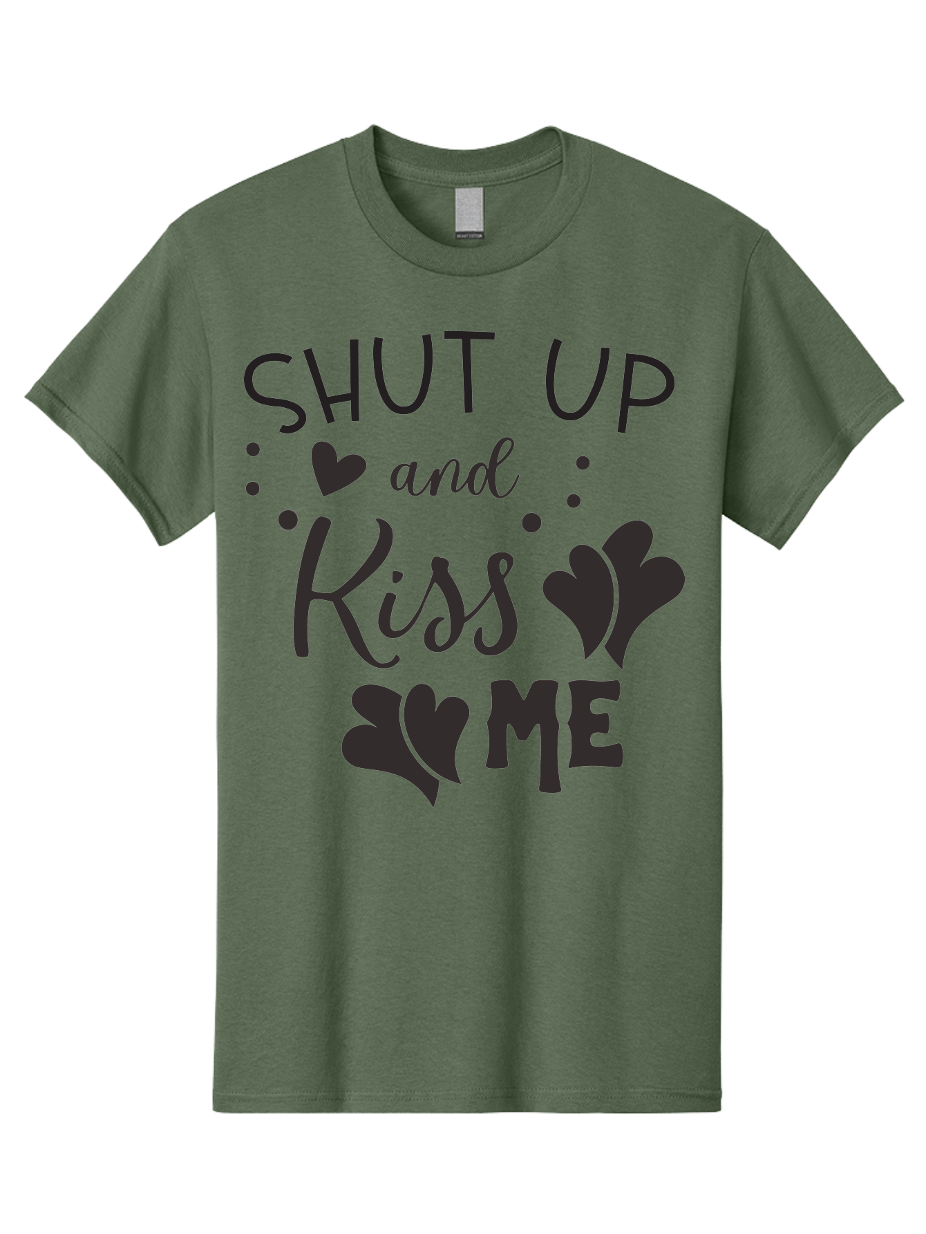 Shut-Up-And-Kiss-Me Men'S Graphic Tee, 100% Cotton, Comfortable Casual Summer Wear, Machine Washable, Love Quotes, Romantic Phrases, Kiss Me, Shut Up, Heart Shapes, Valentines Day, Love Messages, Couple Goals, Sweet Nothings Aad160 27
