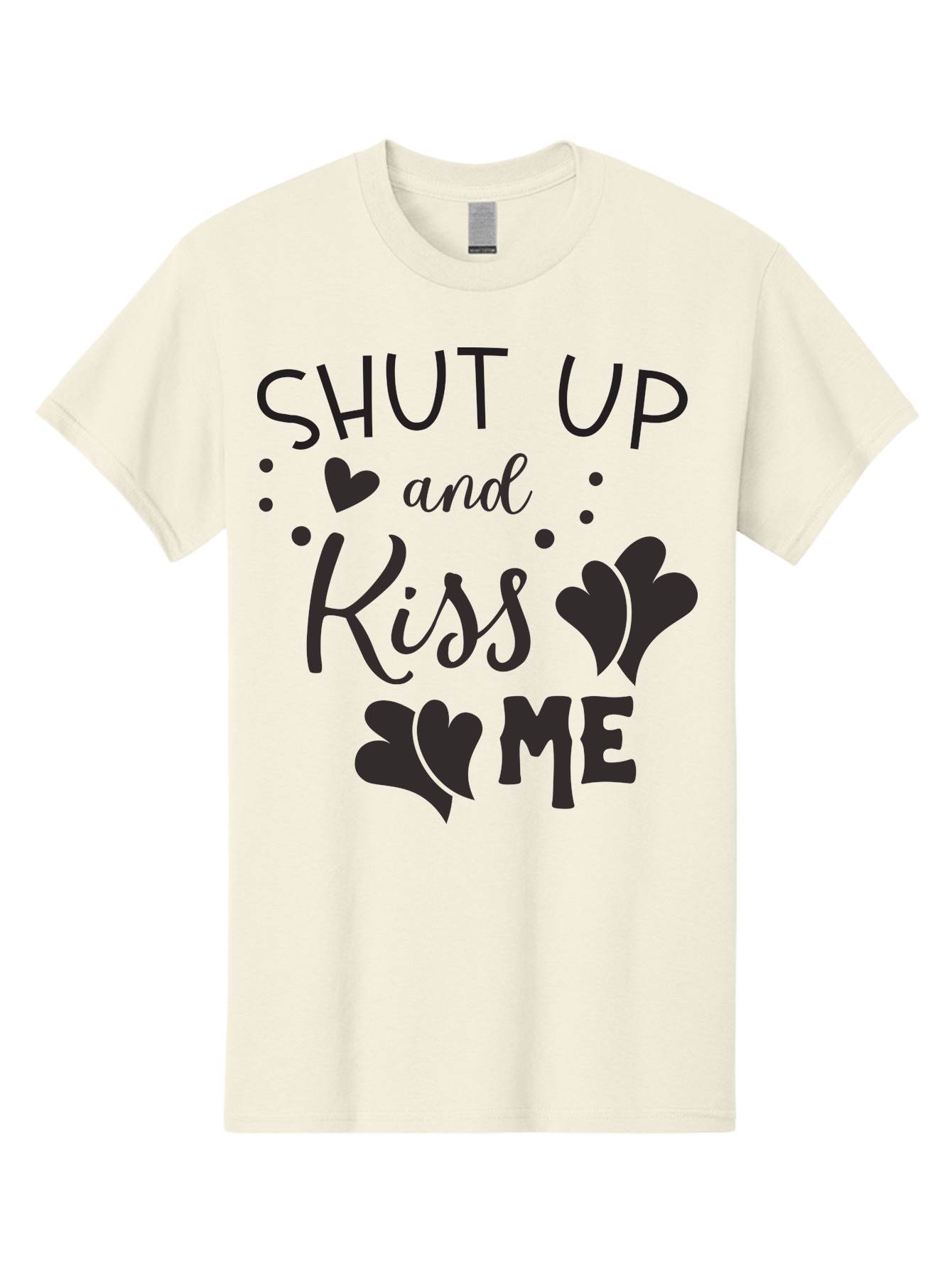 Shut-Up-And-Kiss-Me Men'S Graphic Tee, 100% Cotton, Comfortable Casual Summer Wear, Machine Washable, Love Quotes, Romantic Phrases, Kiss Me, Shut Up, Heart Shapes, Valentines Day, Love Messages, Couple Goals, Sweet Nothings Aad160 7
