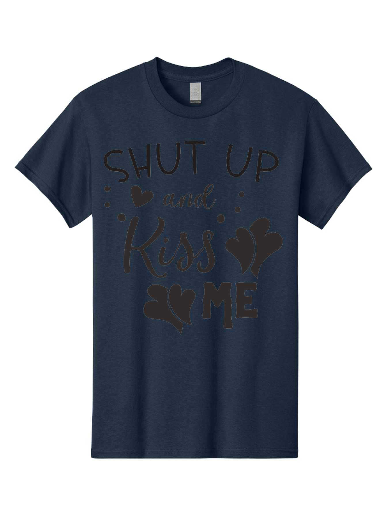 Shut-Up-And-Kiss-Me Men'S Graphic Tee, 100% Cotton, Comfortable Casual Summer Wear, Machine Washable, Love Quotes, Romantic Phrases, Kiss Me, Shut Up, Heart Shapes, Valentines Day, Love Messages, Couple Goals, Sweet Nothings Aad160 29