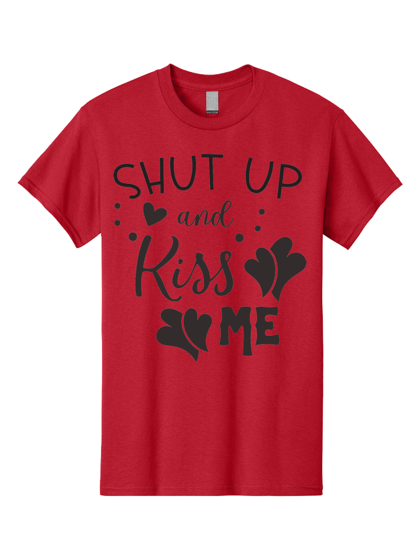 Shut-Up-And-Kiss-Me Men'S Graphic Tee, 100% Cotton, Comfortable Casual Summer Wear, Machine Washable, Love Quotes, Romantic Phrases, Kiss Me, Shut Up, Heart Shapes, Valentines Day, Love Messages, Couple Goals, Sweet Nothings Aad160 23