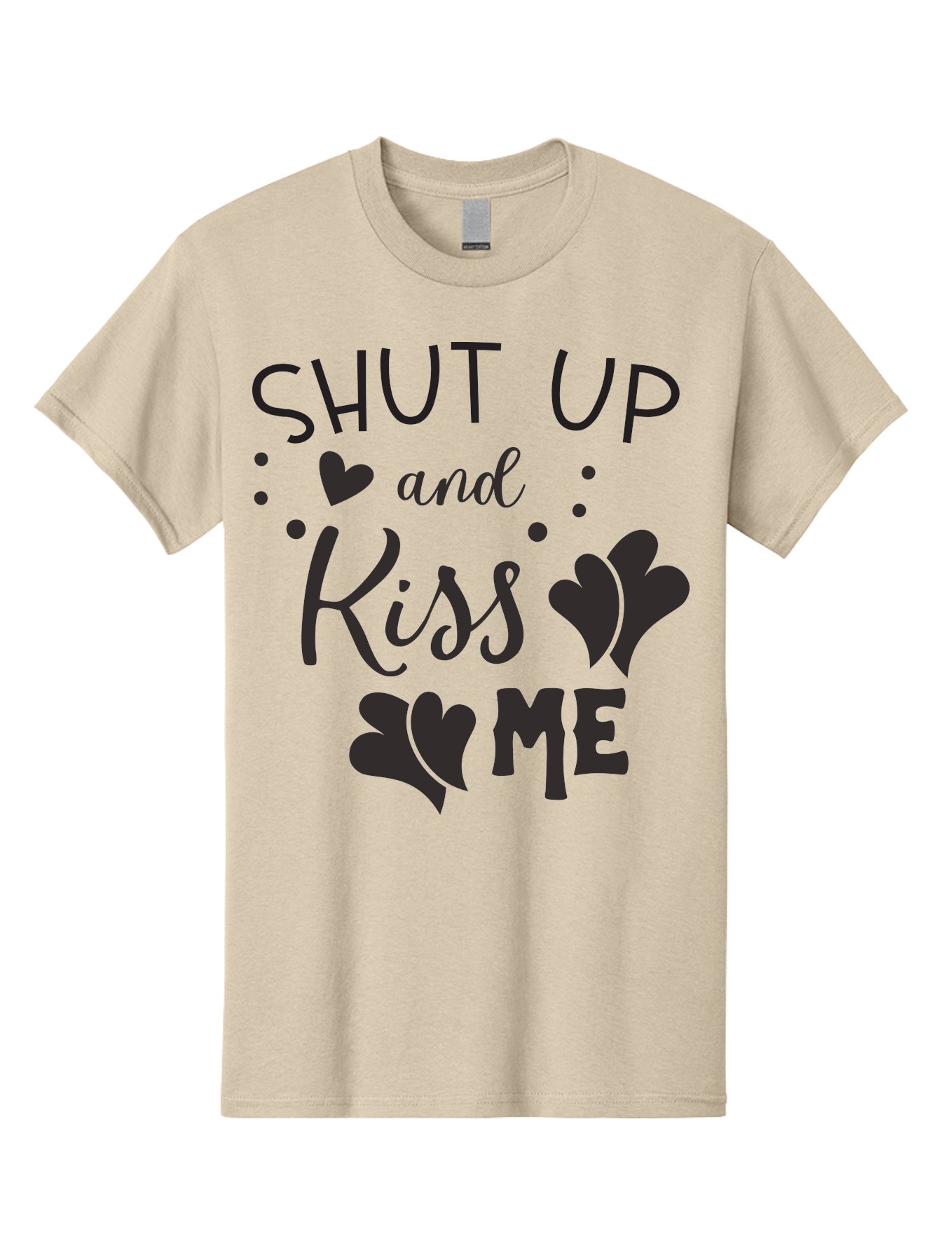 Shut-Up-And-Kiss-Me Men'S Graphic Tee, 100% Cotton, Comfortable Casual Summer Wear, Machine Washable, Love Quotes, Romantic Phrases, Kiss Me, Shut Up, Heart Shapes, Valentines Day, Love Messages, Couple Goals, Sweet Nothings Aad160 5