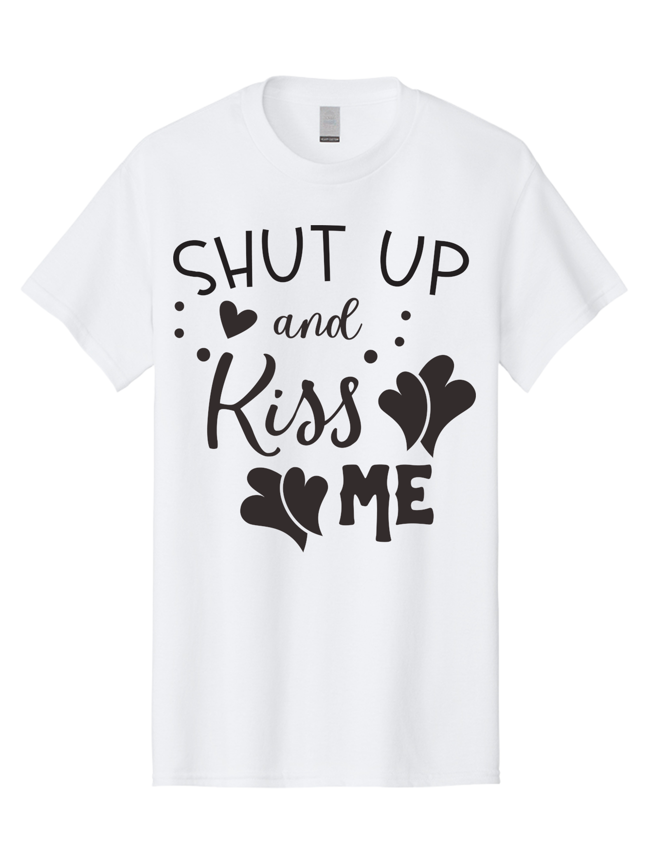 Shut-Up-And-Kiss-Me Men'S Graphic Tee, 100% Cotton, Comfortable Casual Summer Wear, Machine Washable, Love Quotes, Romantic Phrases, Kiss Me, Shut Up, Heart Shapes, Valentines Day, Love Messages, Couple Goals, Sweet Nothings Aad160 13