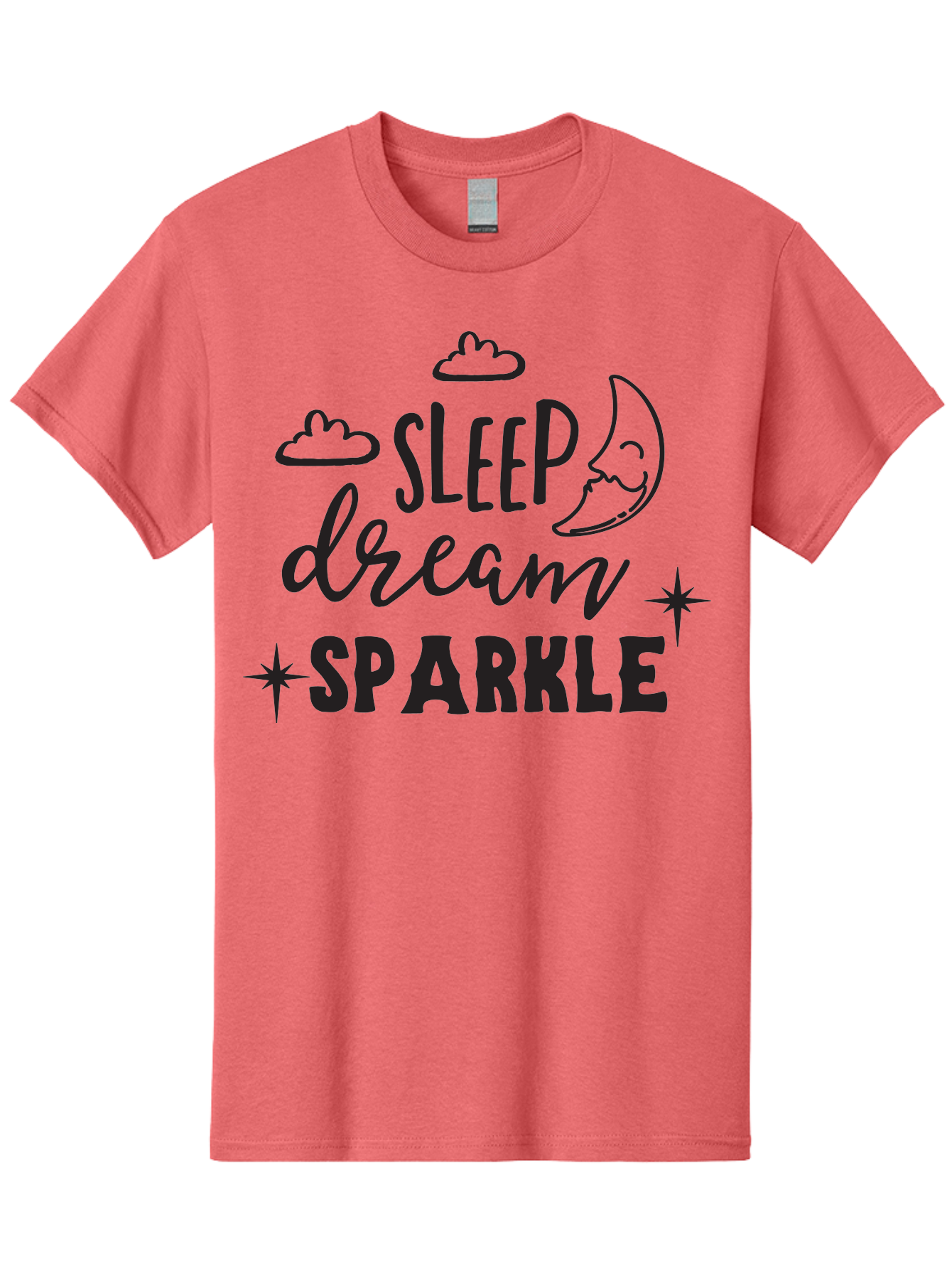 Sleep-Dream-Sparkle Men'S Graphic Tee, 100% Cotton, Comfortable Casual Summer Wear, Machine Washable, Inspirational Quote, Motivational Phrase, Sleep, Dream, Sparkle, Stars, Moon, Clouds, Whimsical Design, Positive Vibes, Good Night Message Aad163 1
