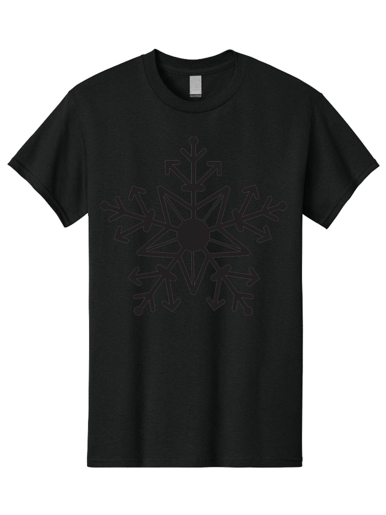 Snowflake-1 Men'S Graphic Tee, 100% Cotton, Comfortable Casual Summer Wear, Machine Washable, Snowflake Design, Arrow Pattern, Symmetrical Shape, Geometric Figure, Abstract Art, Black And Green, Intricate Details, Frosty Feel, Winter Theme Aad167 11