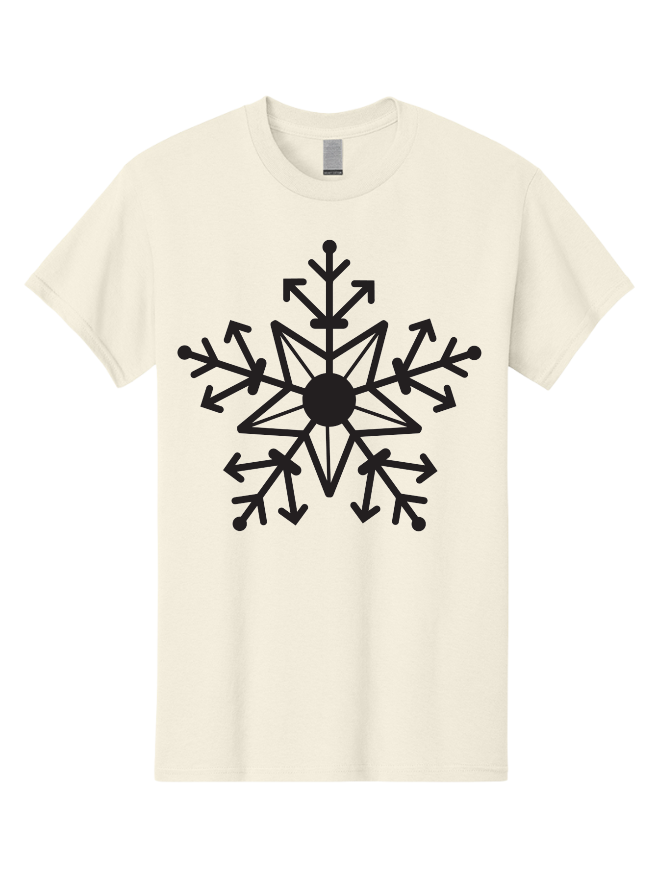 Snowflake-1 Men'S Graphic Tee, 100% Cotton, Comfortable Casual Summer Wear, Machine Washable, Snowflake Design, Arrow Pattern, Symmetrical Shape, Geometric Figure, Abstract Art, Black And Green, Intricate Details, Frosty Feel, Winter Theme Aad167 13